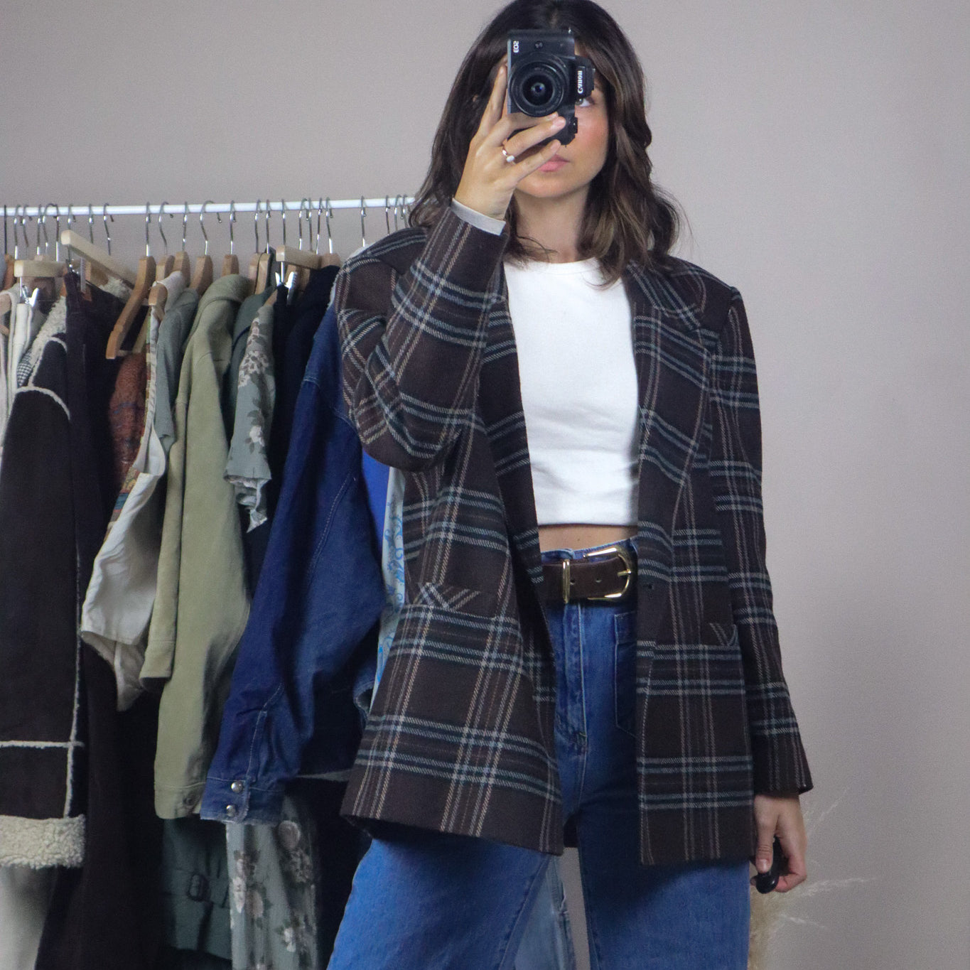 Vintage x Wool Blend Plaid Blazer (M)