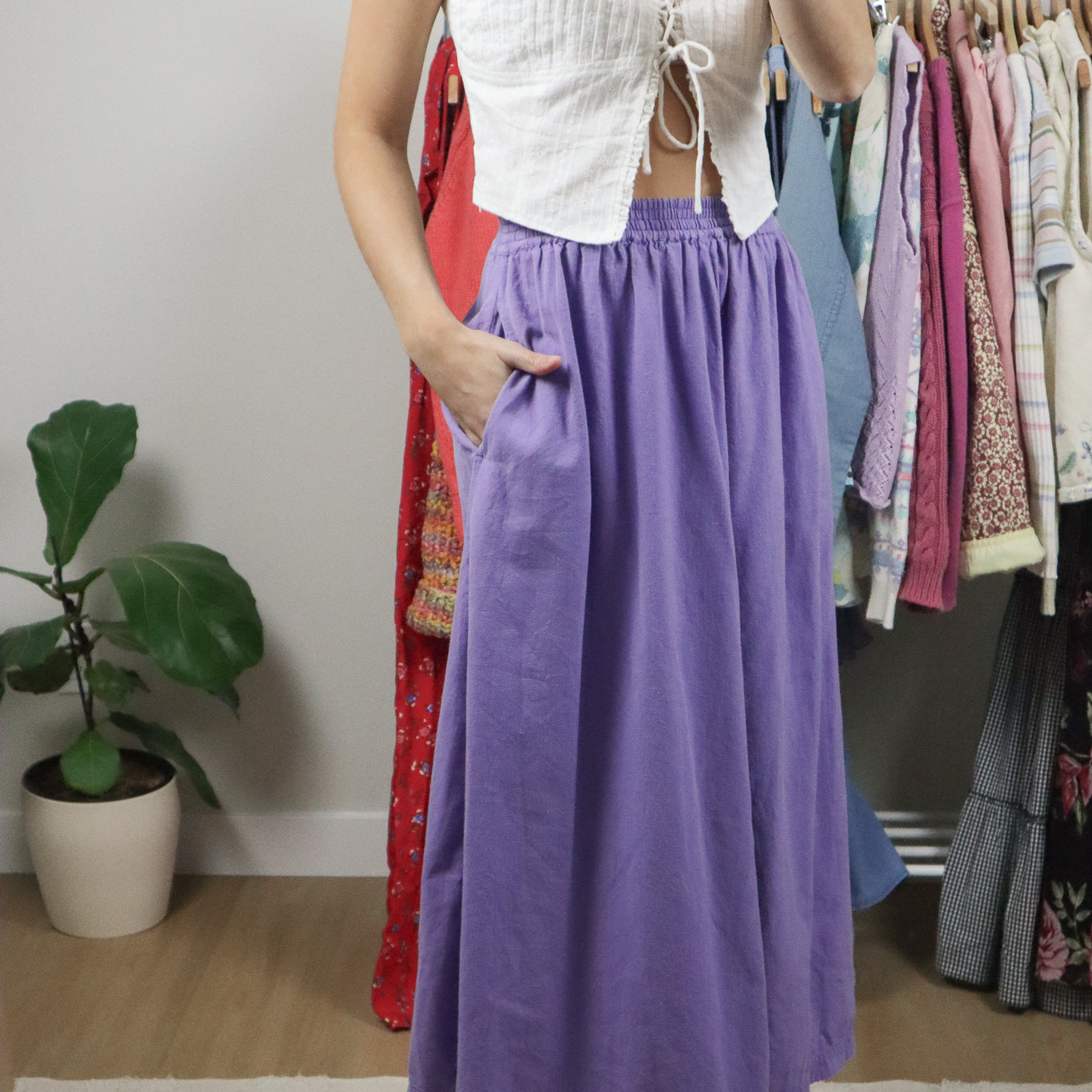 Vintage x Cotton Maxi Skirt (S/M)
