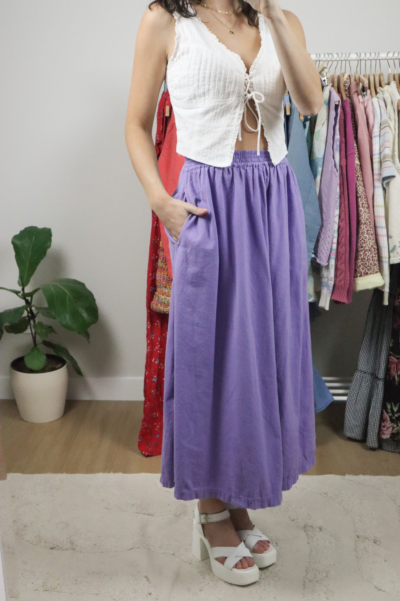 Vintage x Cotton Maxi Skirt (S/M)