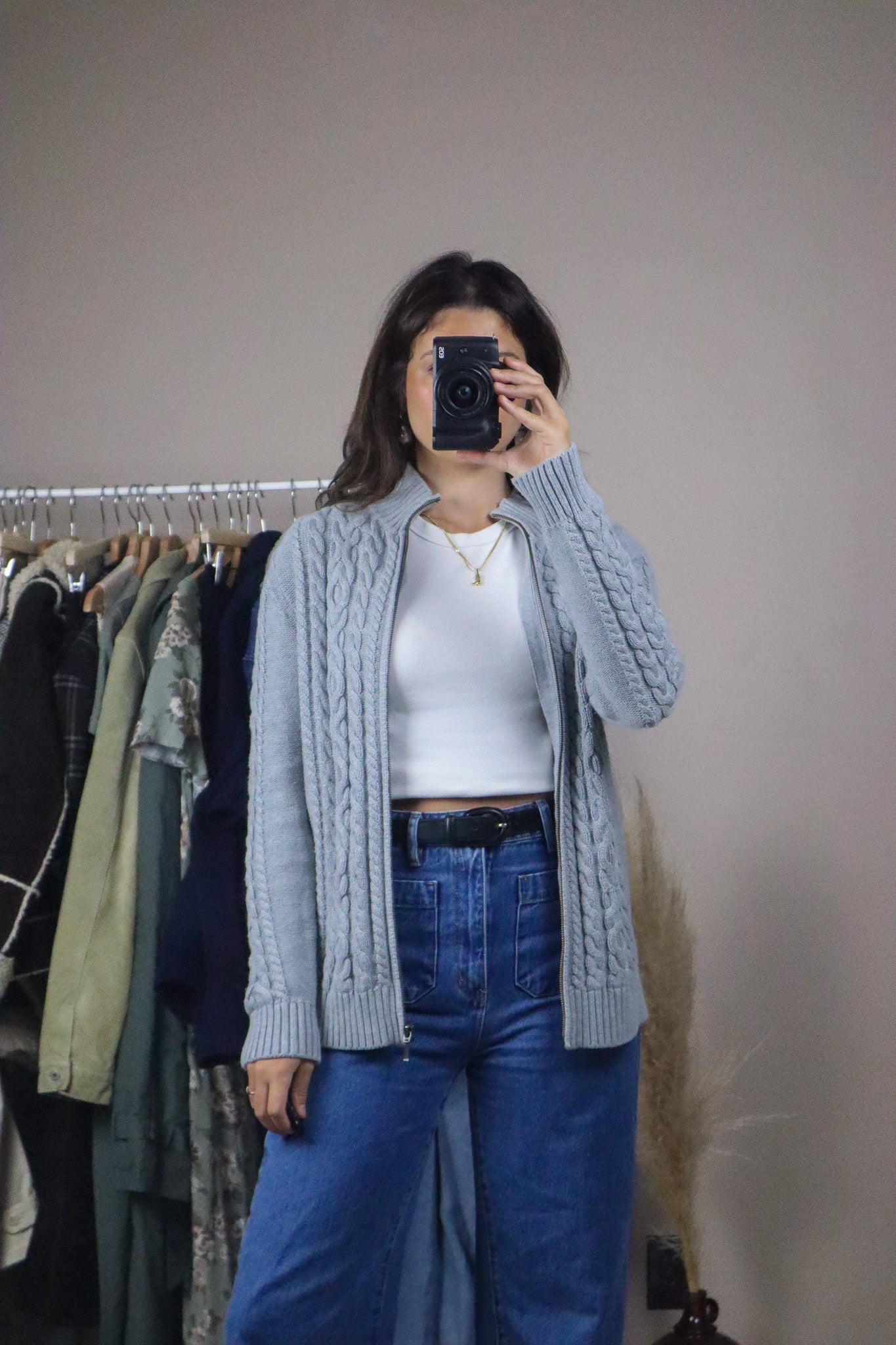 Vintage x Zip Up Knit Cardigan (S/M)