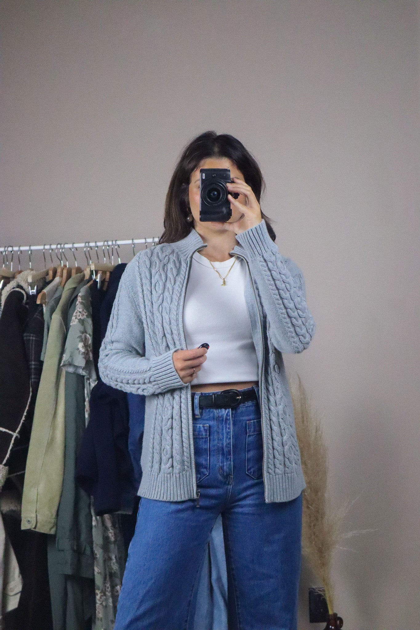 Vintage x Zip Up Knit Cardigan (S/M)