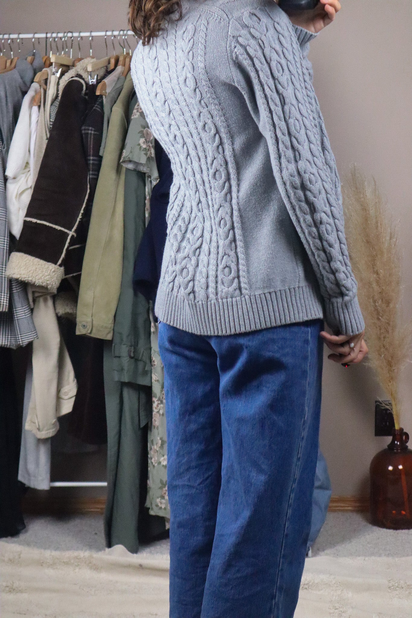 Vintage x Zip Up Knit Cardigan (S/M)