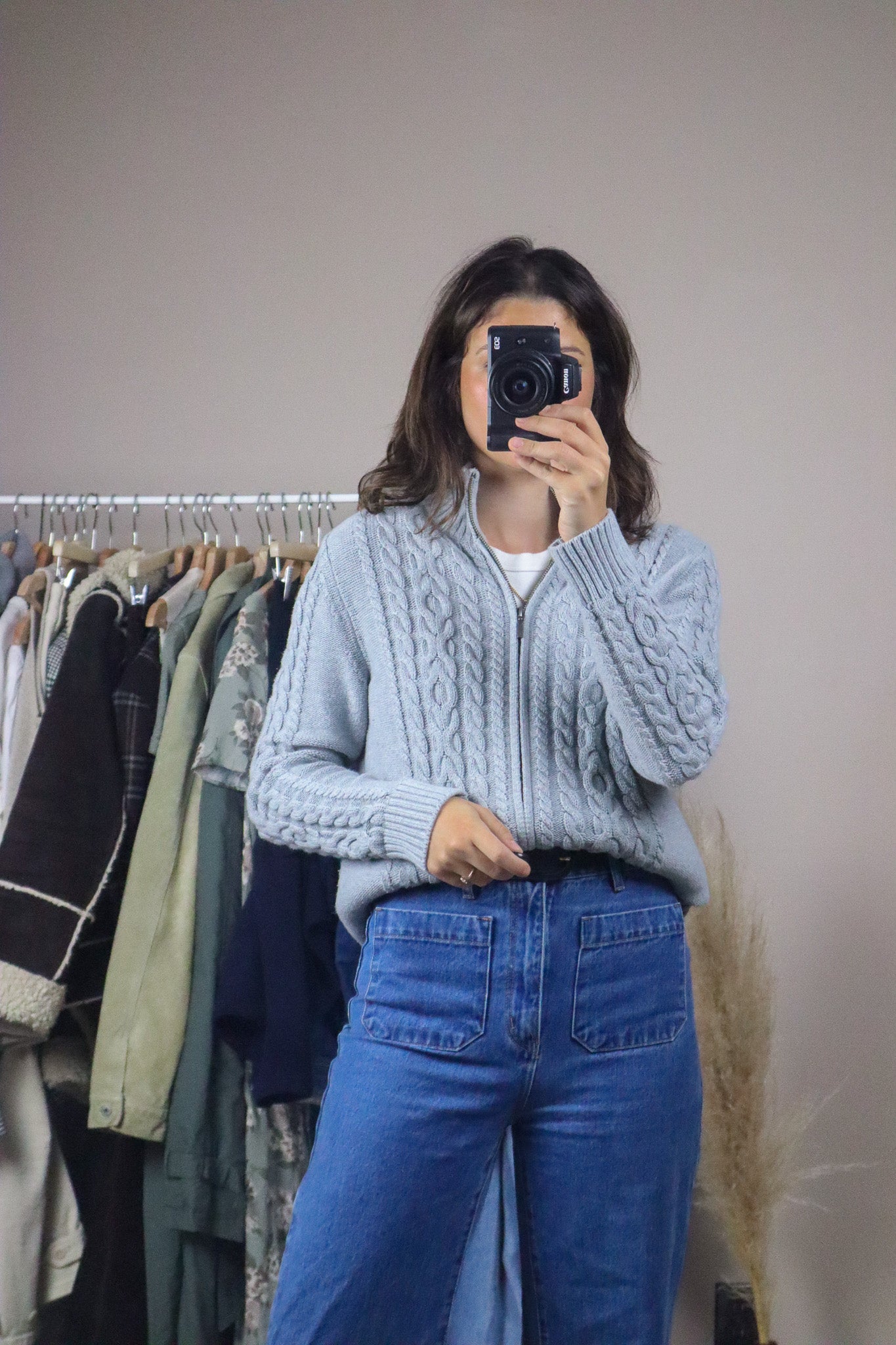 Vintage x Zip Up Knit Cardigan (S/M)