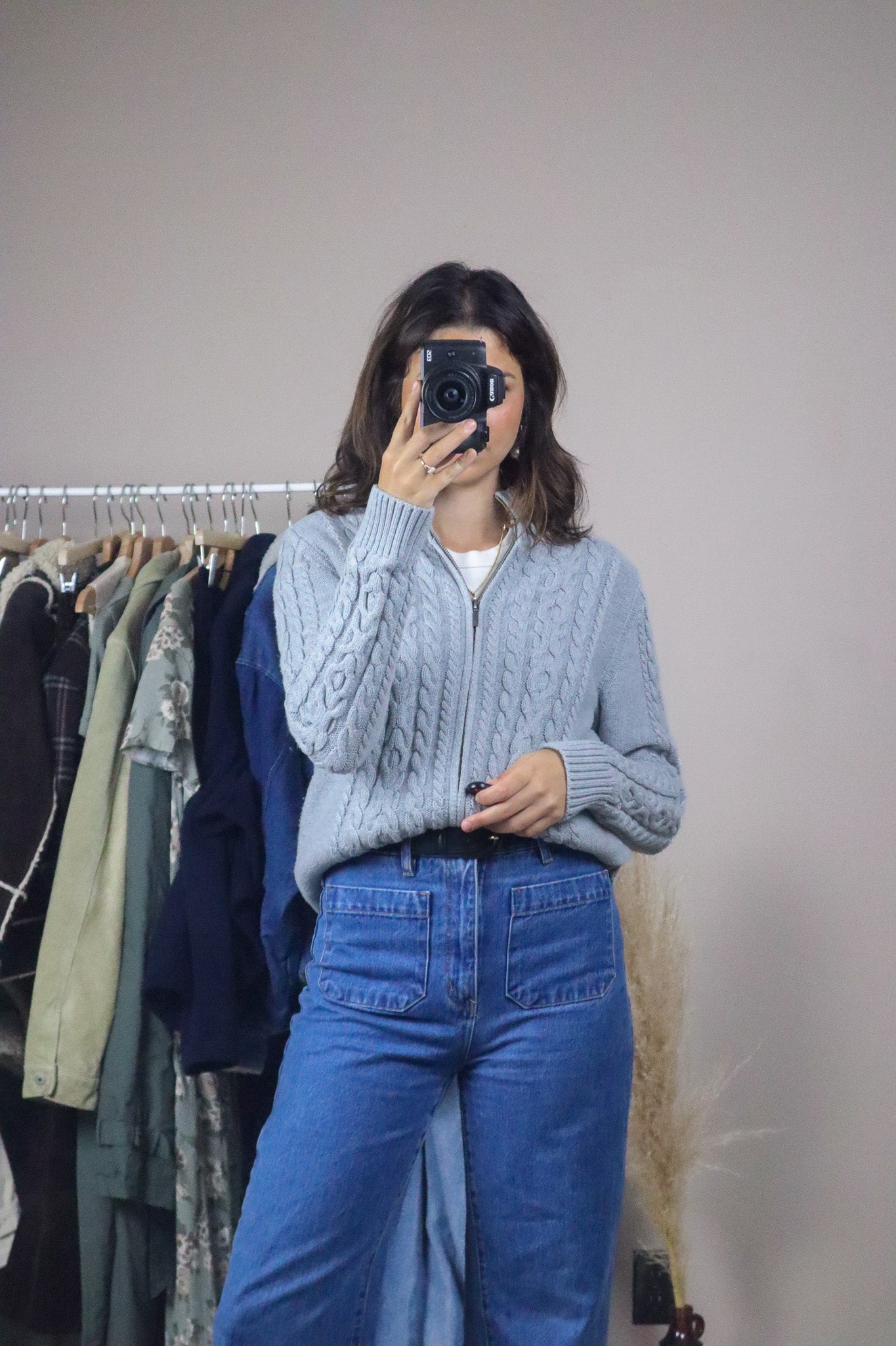 Vintage x Zip Up Knit Cardigan (S/M)