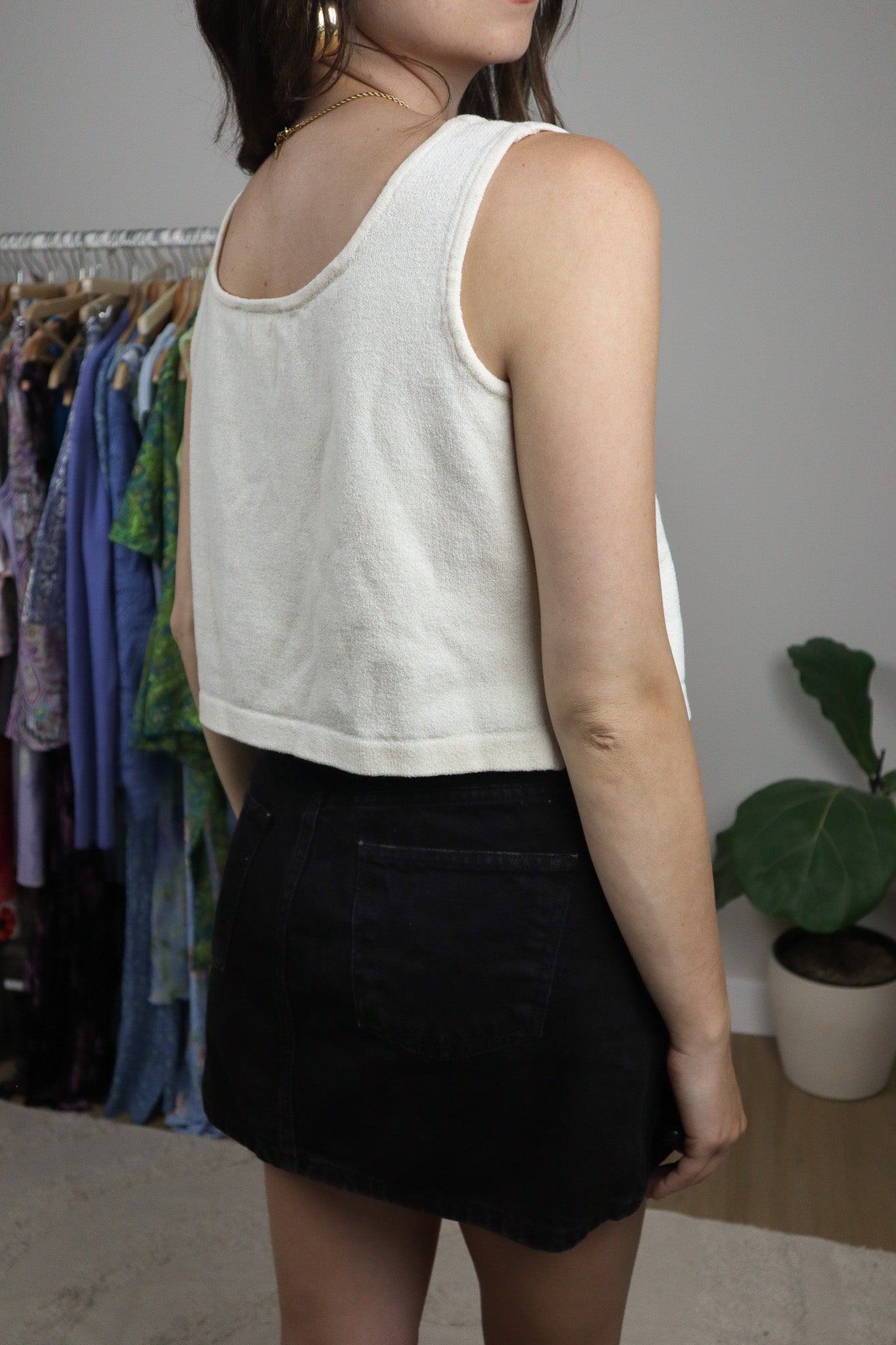 Made in USA x Vintage x Cropped Wool Blend Tank (M)