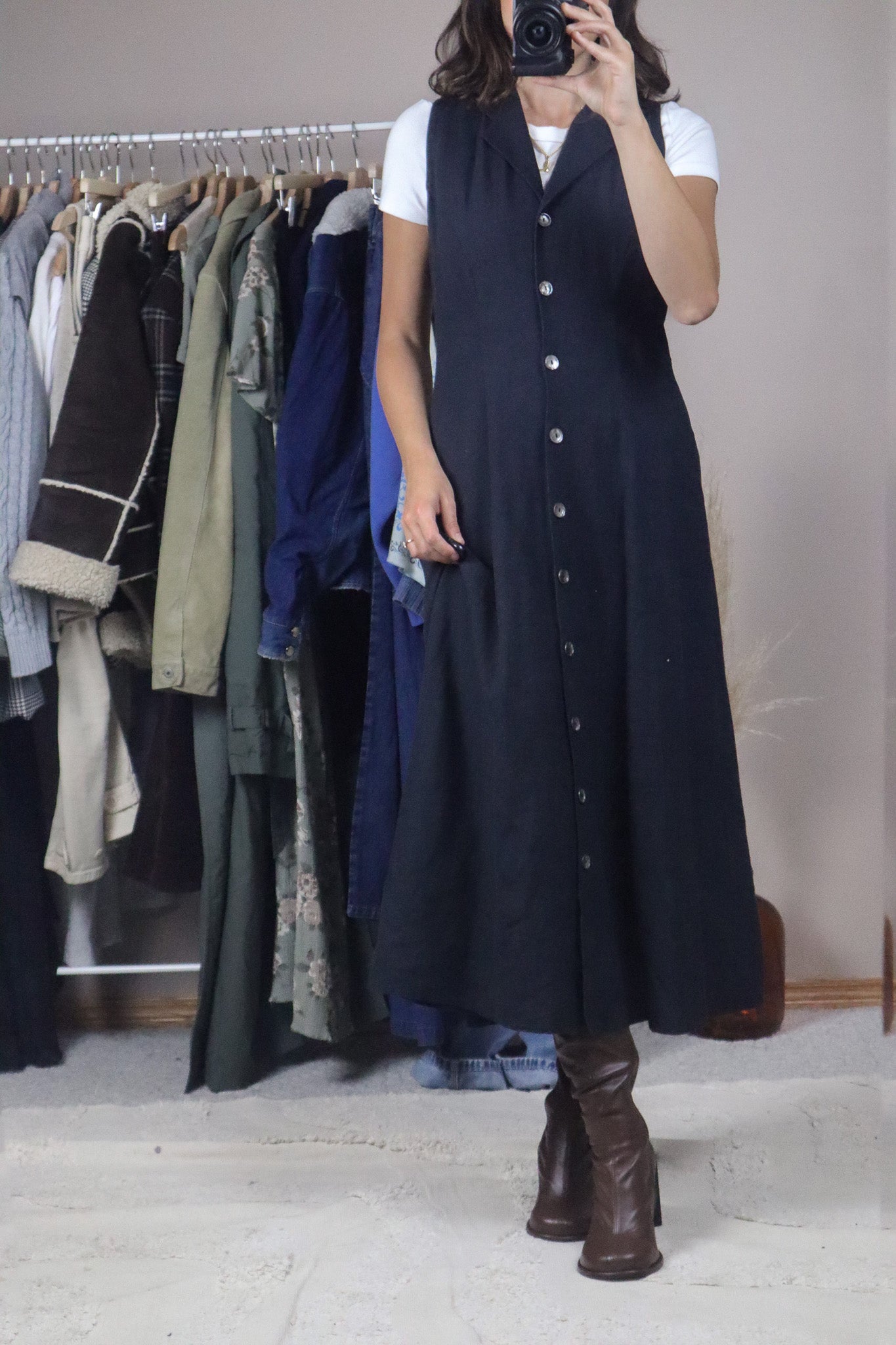 Vintage x Linen Blend Button Maxi Dress (4/6)