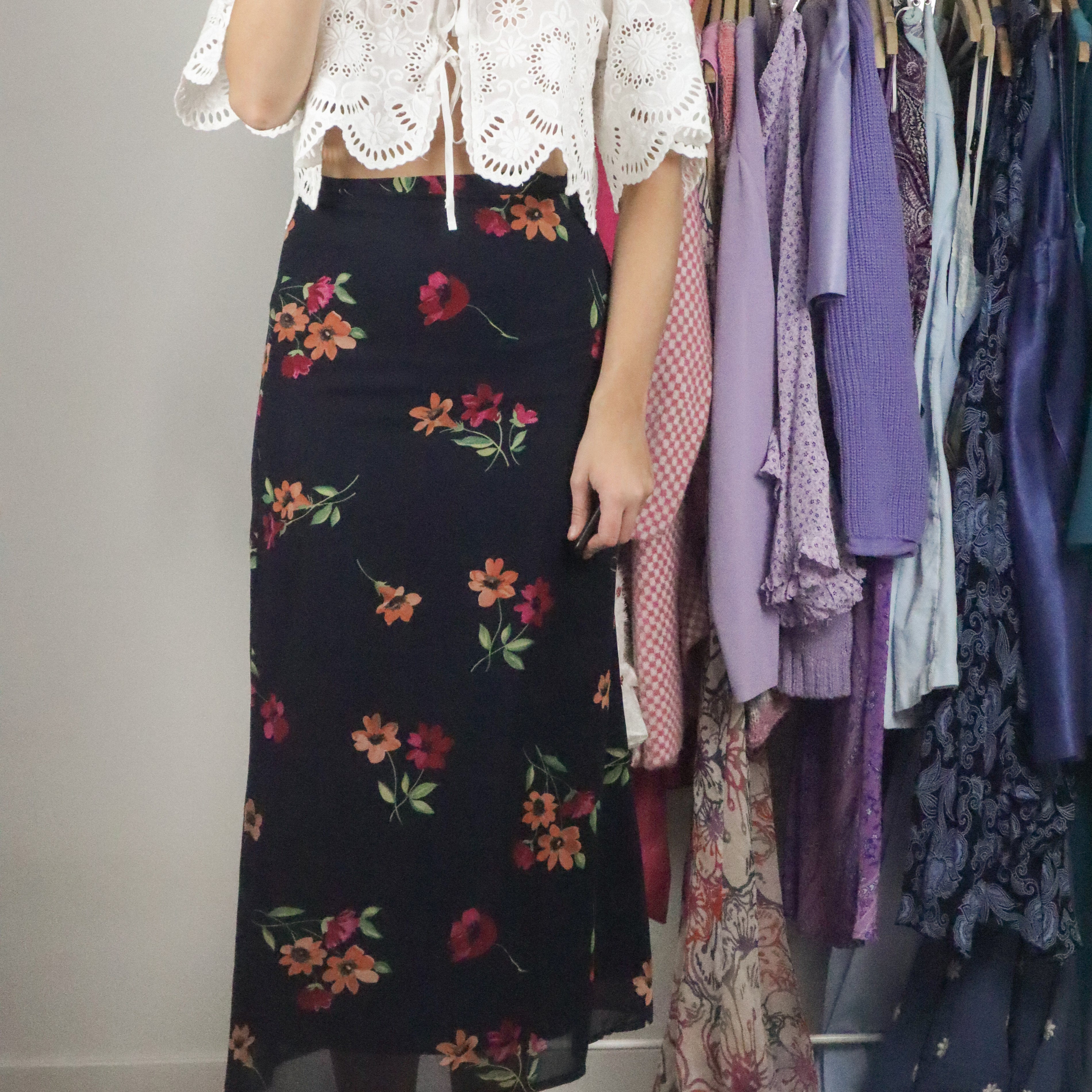 Made in Italy x Vintage x Floral Maxi Skirt (XXS)
