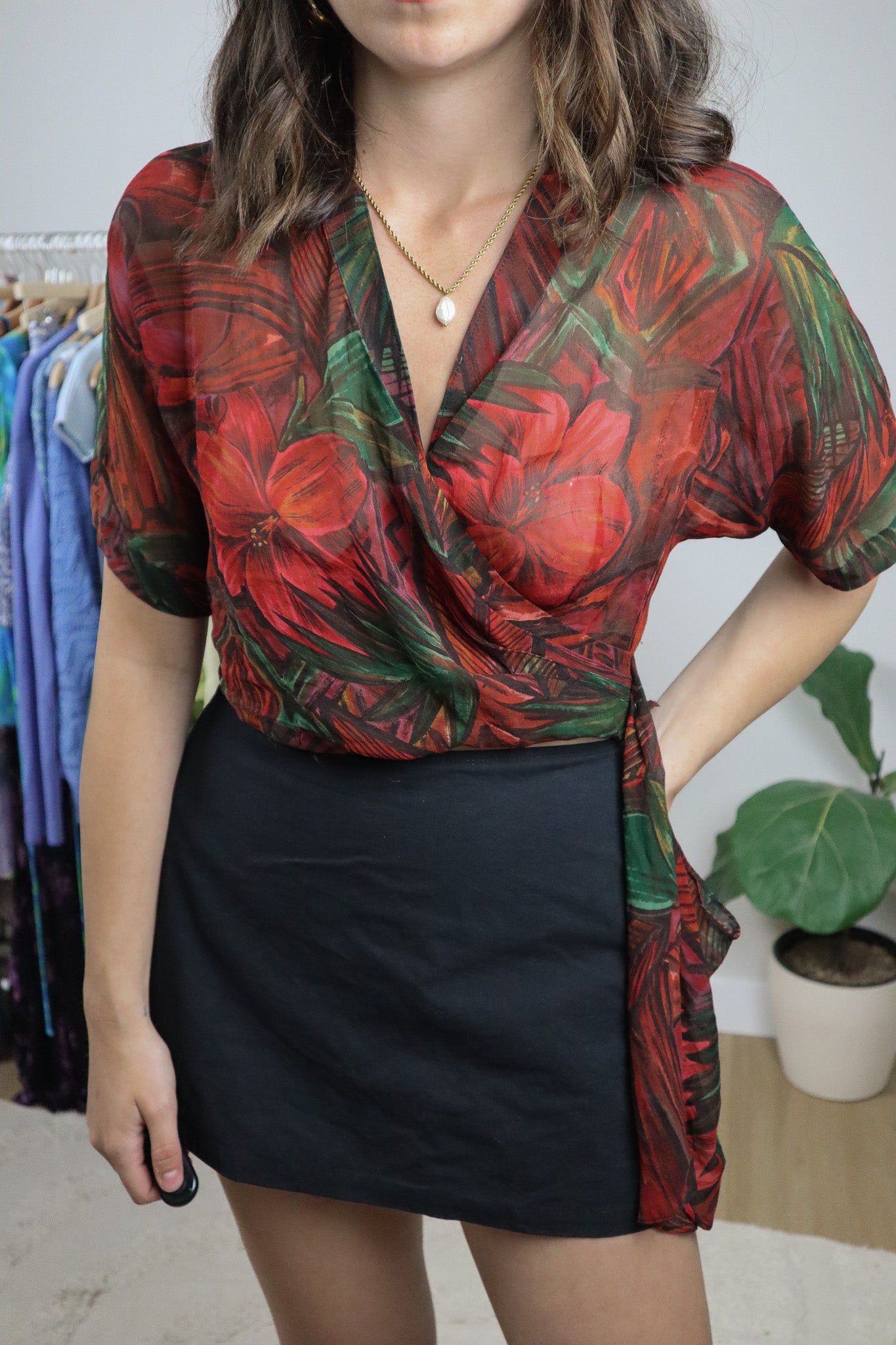 Vintage x Silk Wrap Crop Top (S)