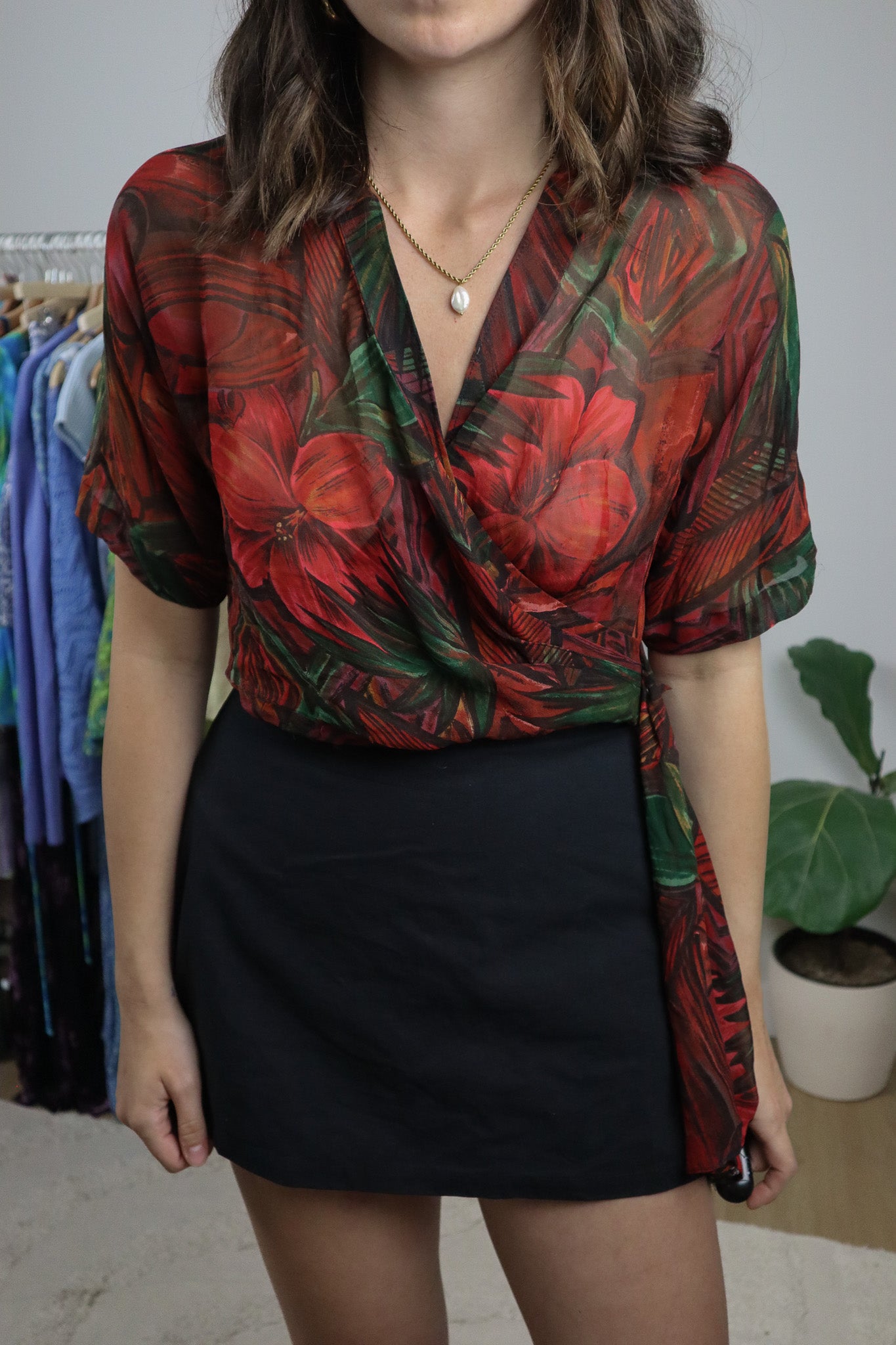 Vintage x Silk Wrap Crop Top (S)