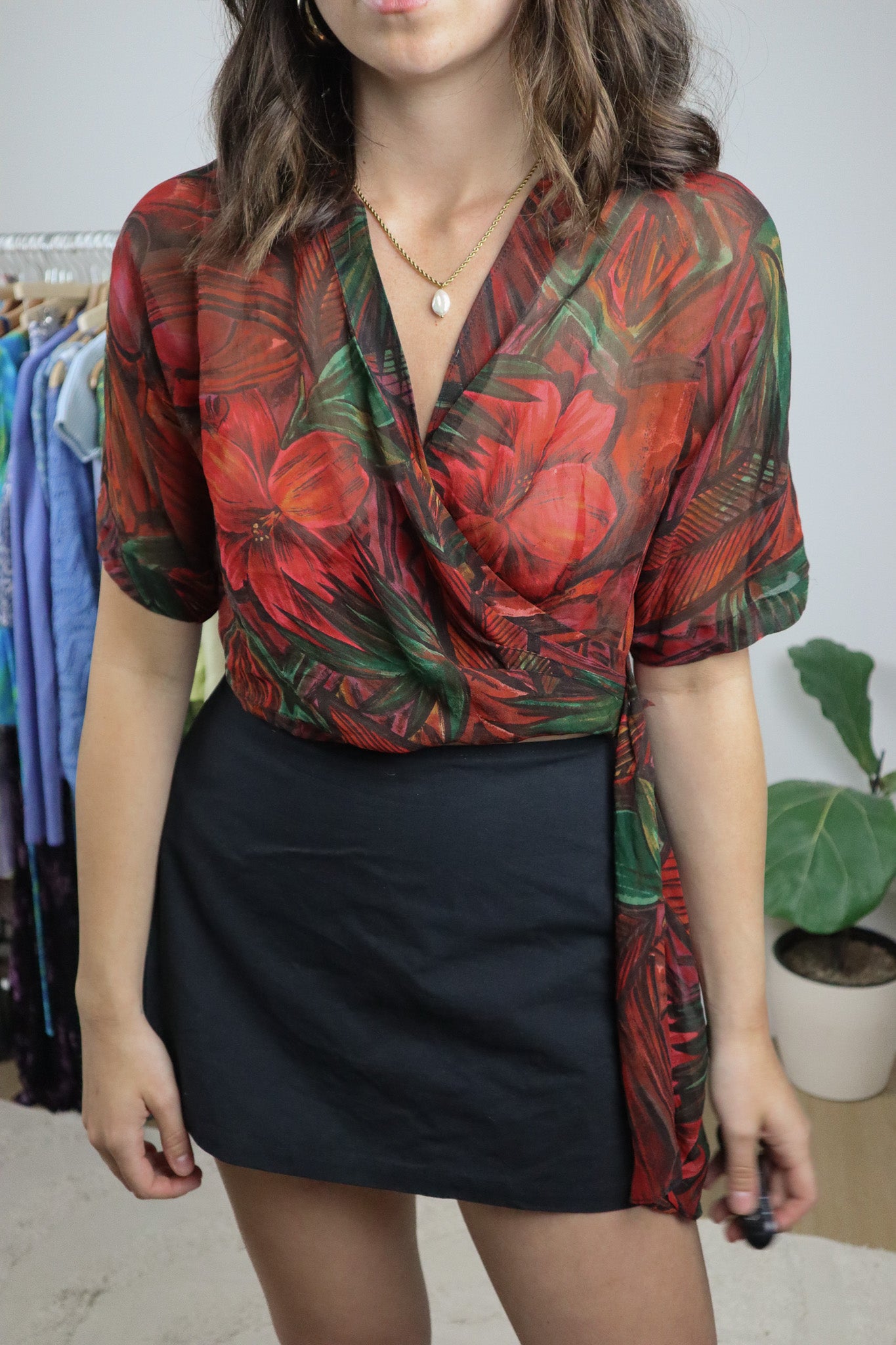 Vintage x Silk Wrap Crop Top (S)