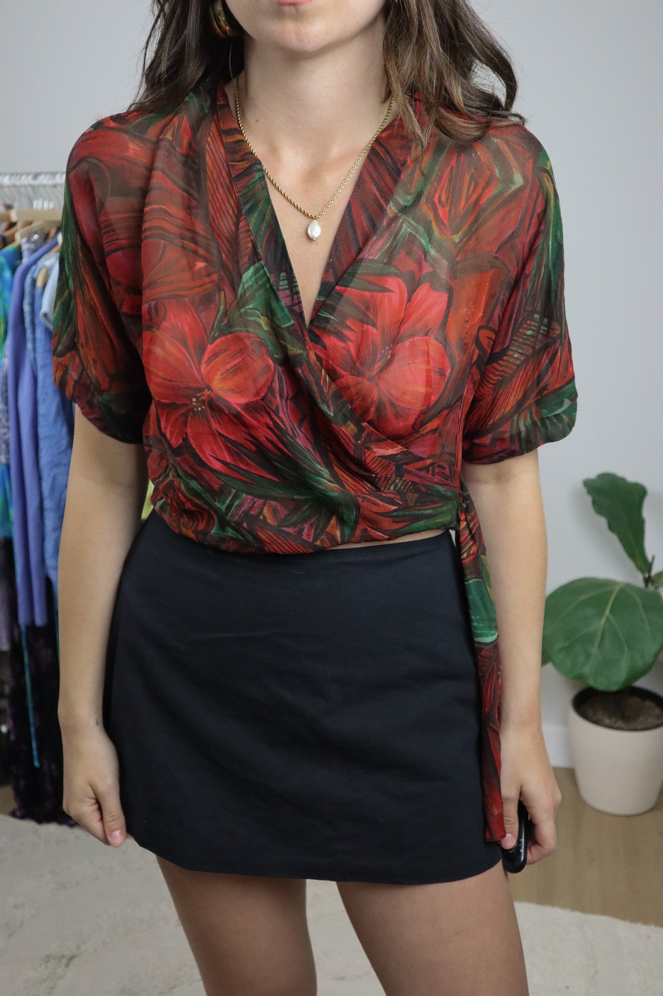 Vintage x Silk Wrap Crop Top (S)