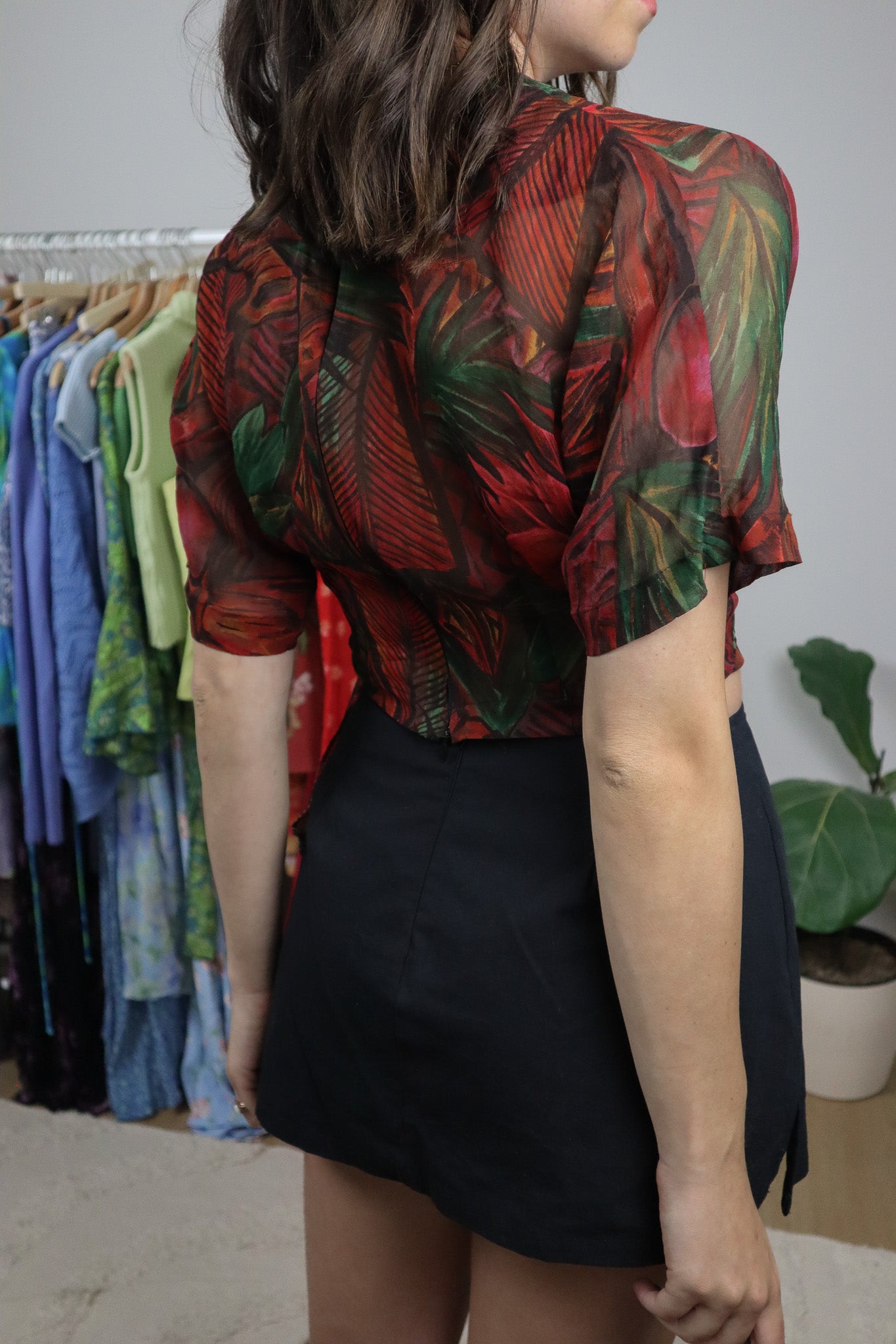 Vintage x Silk Wrap Crop Top (S)