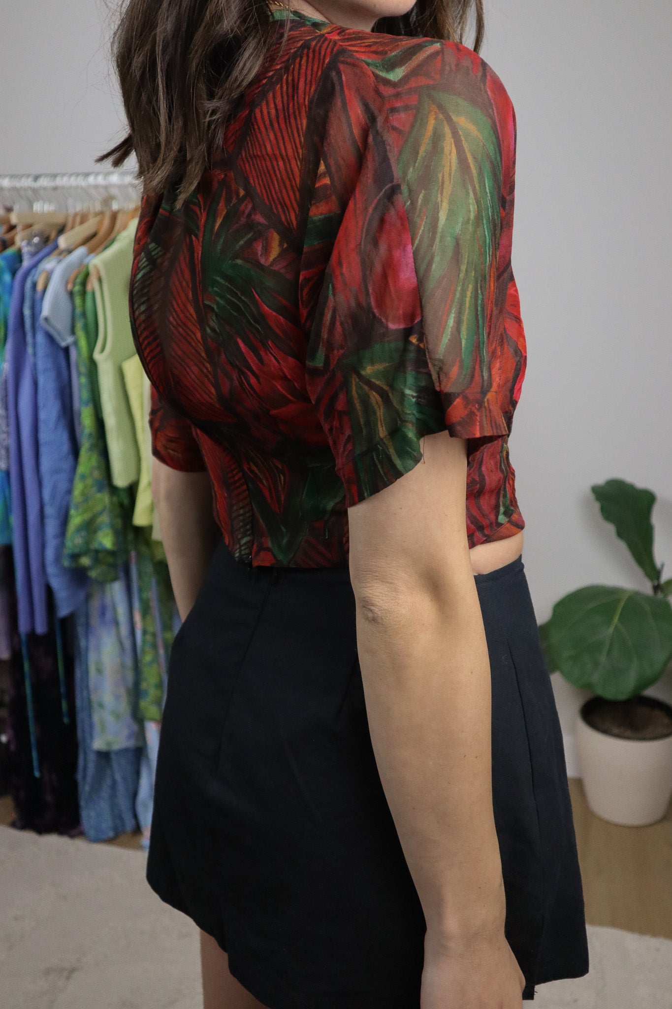 Vintage x Silk Wrap Crop Top (S)