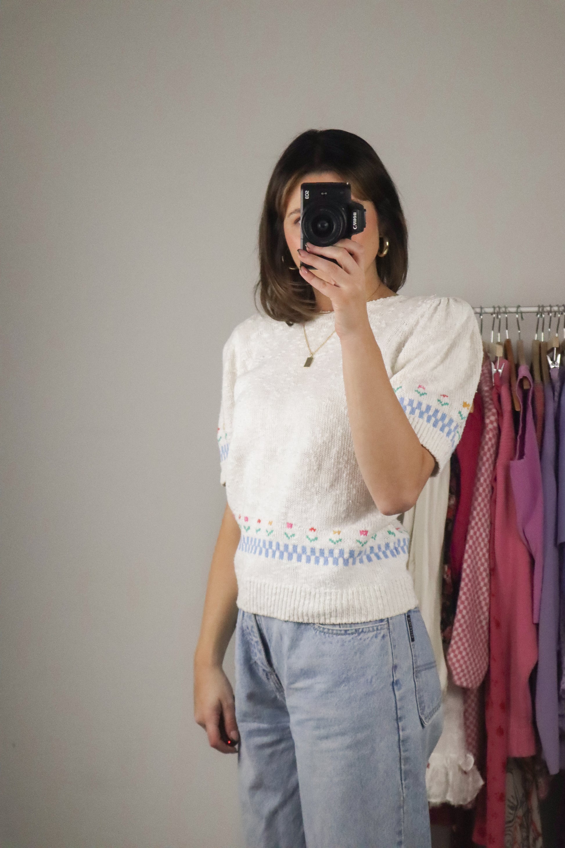 Vintage x Flower Short Sleeve Knit (S/M)