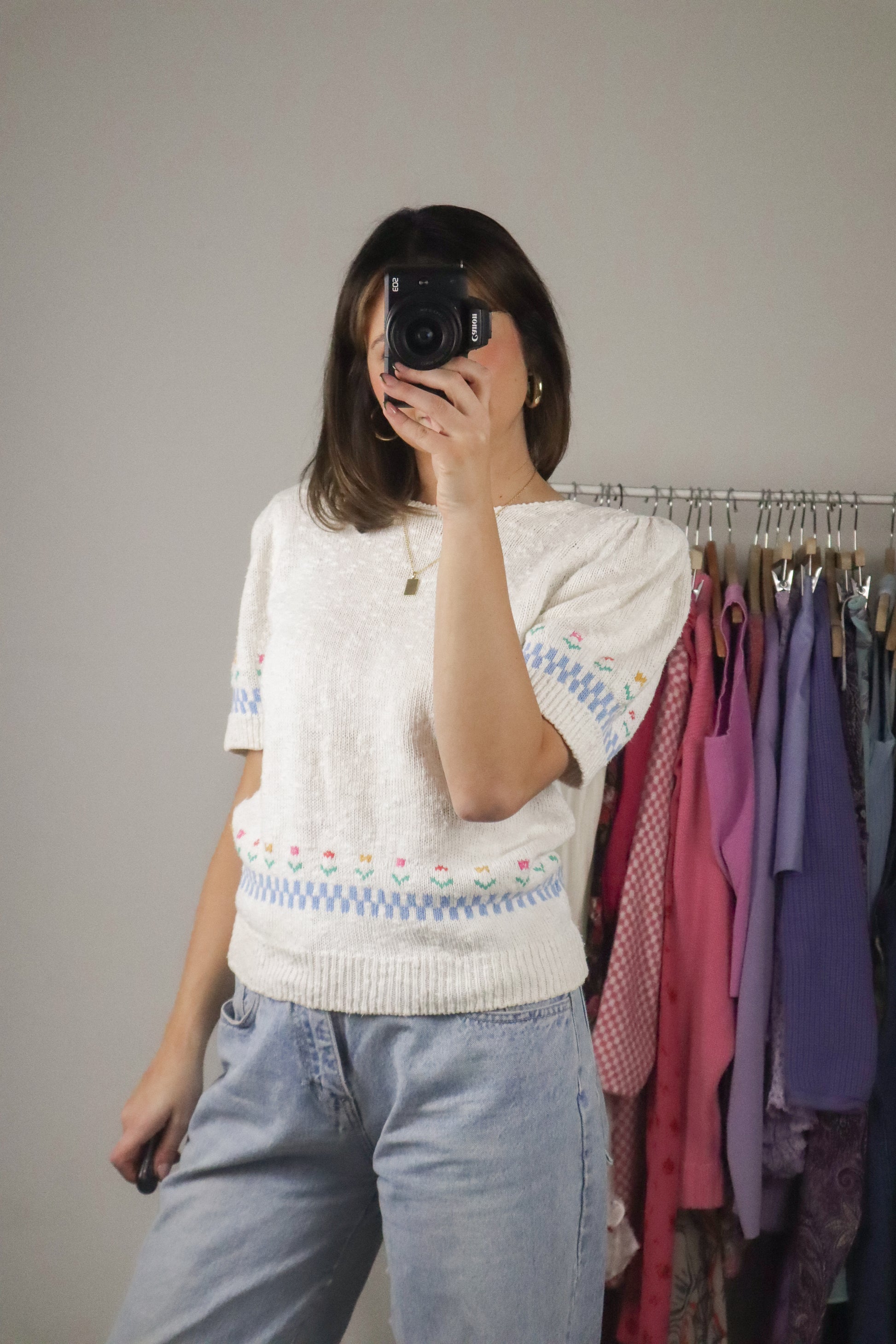 Vintage x Flower Short Sleeve Knit (S/M)