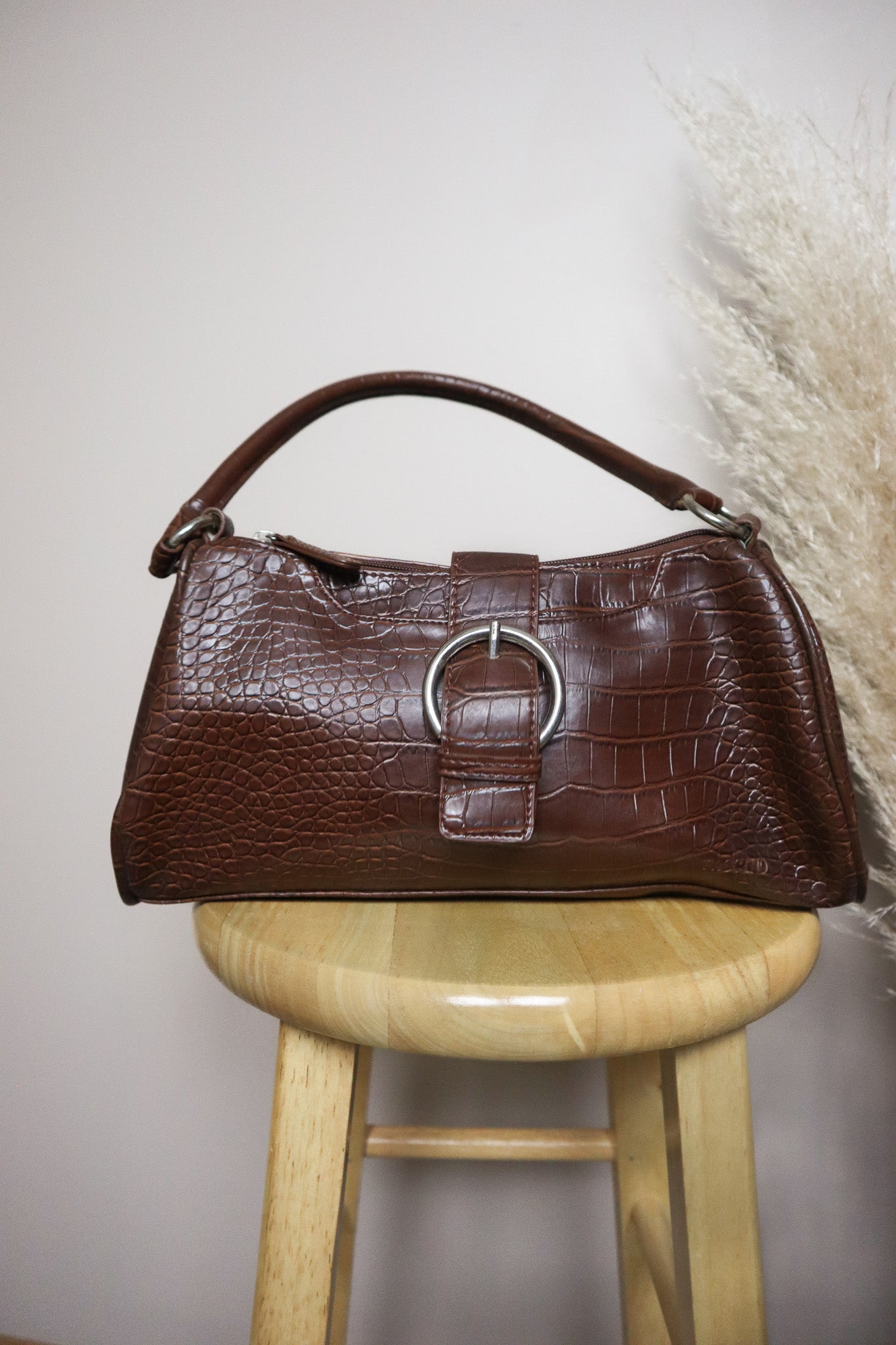 Vintage x Faux Leather Croc Purse
