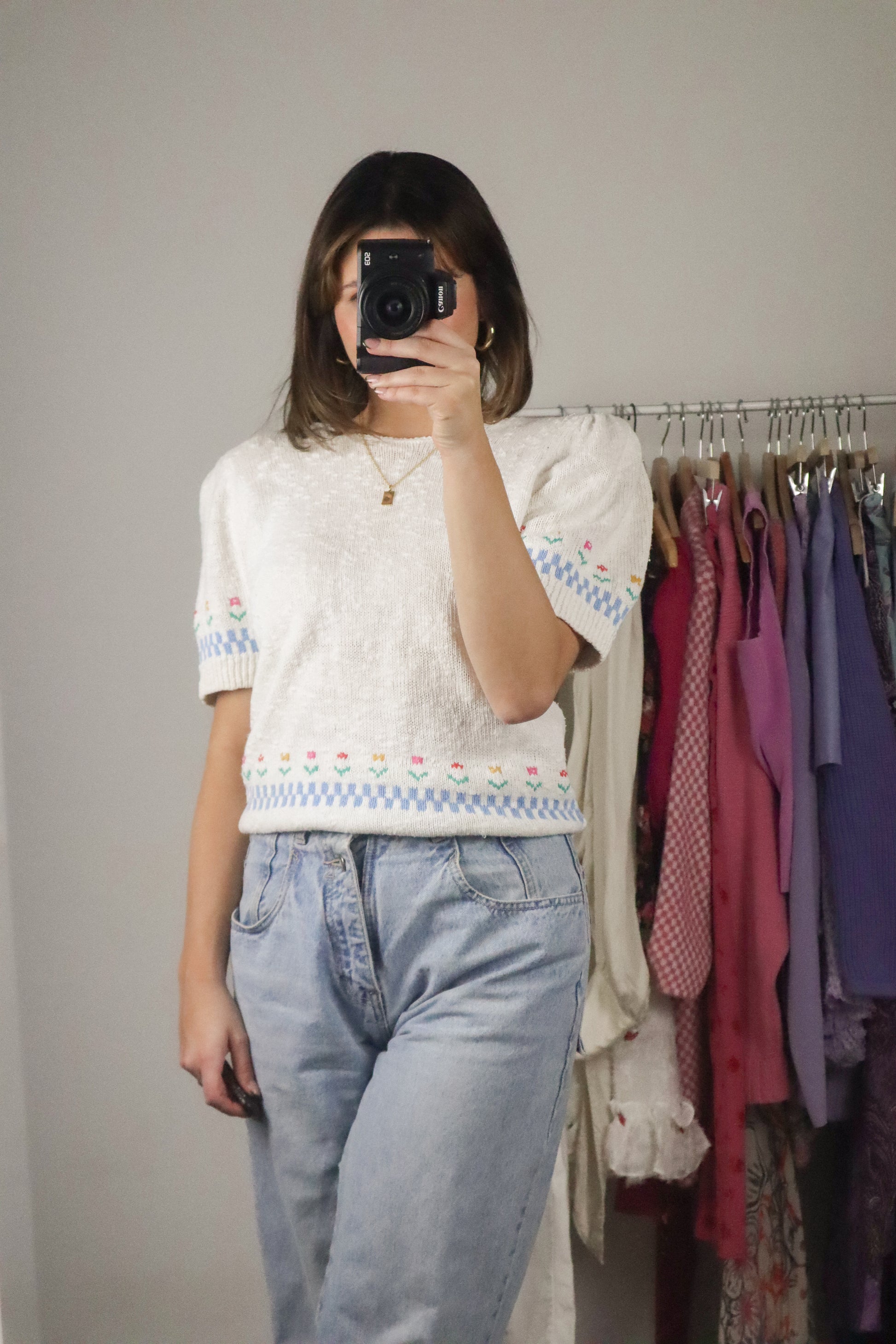 Vintage x Flower Short Sleeve Knit (S/M)
