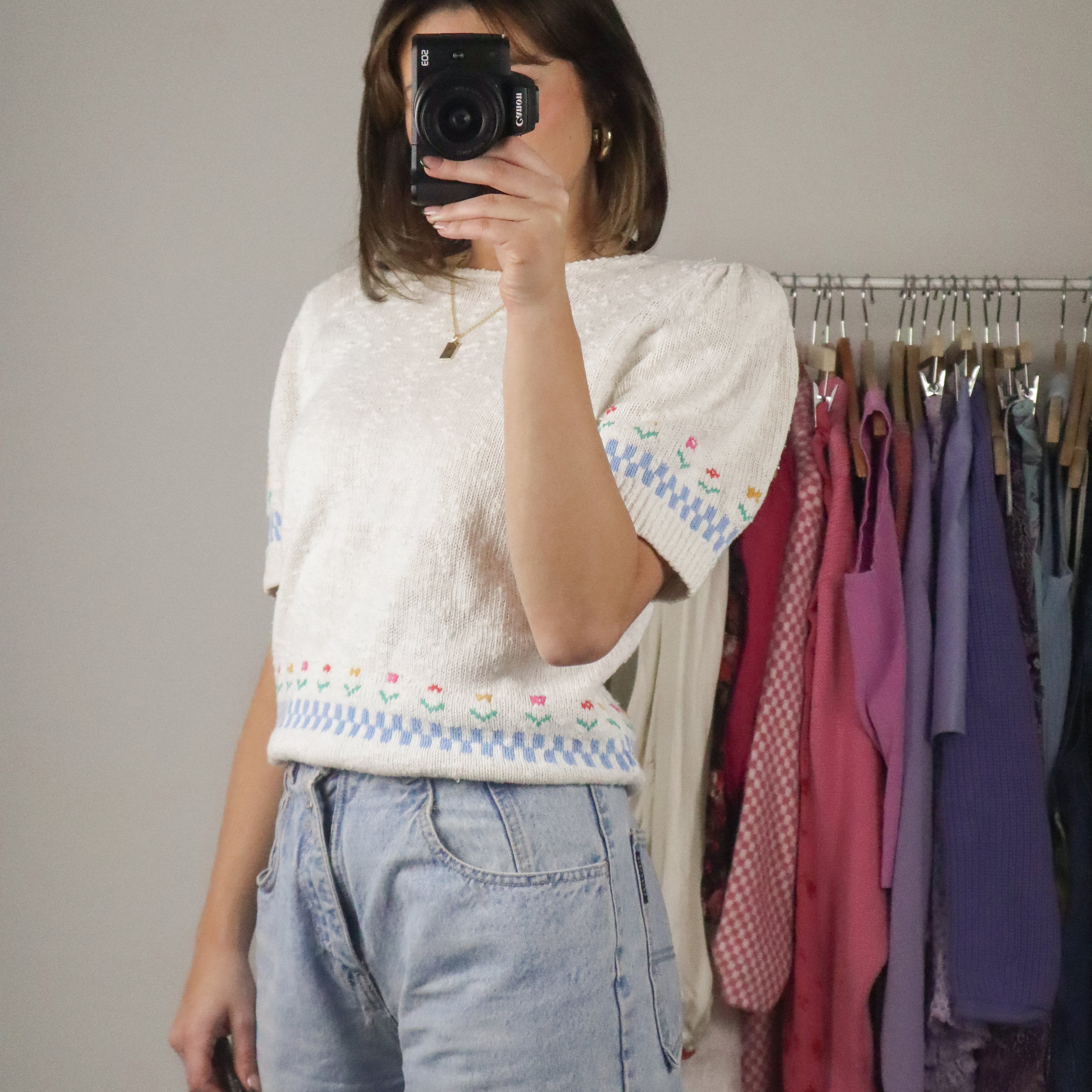 Vintage x Flower Short Sleeve Knit (S/M)