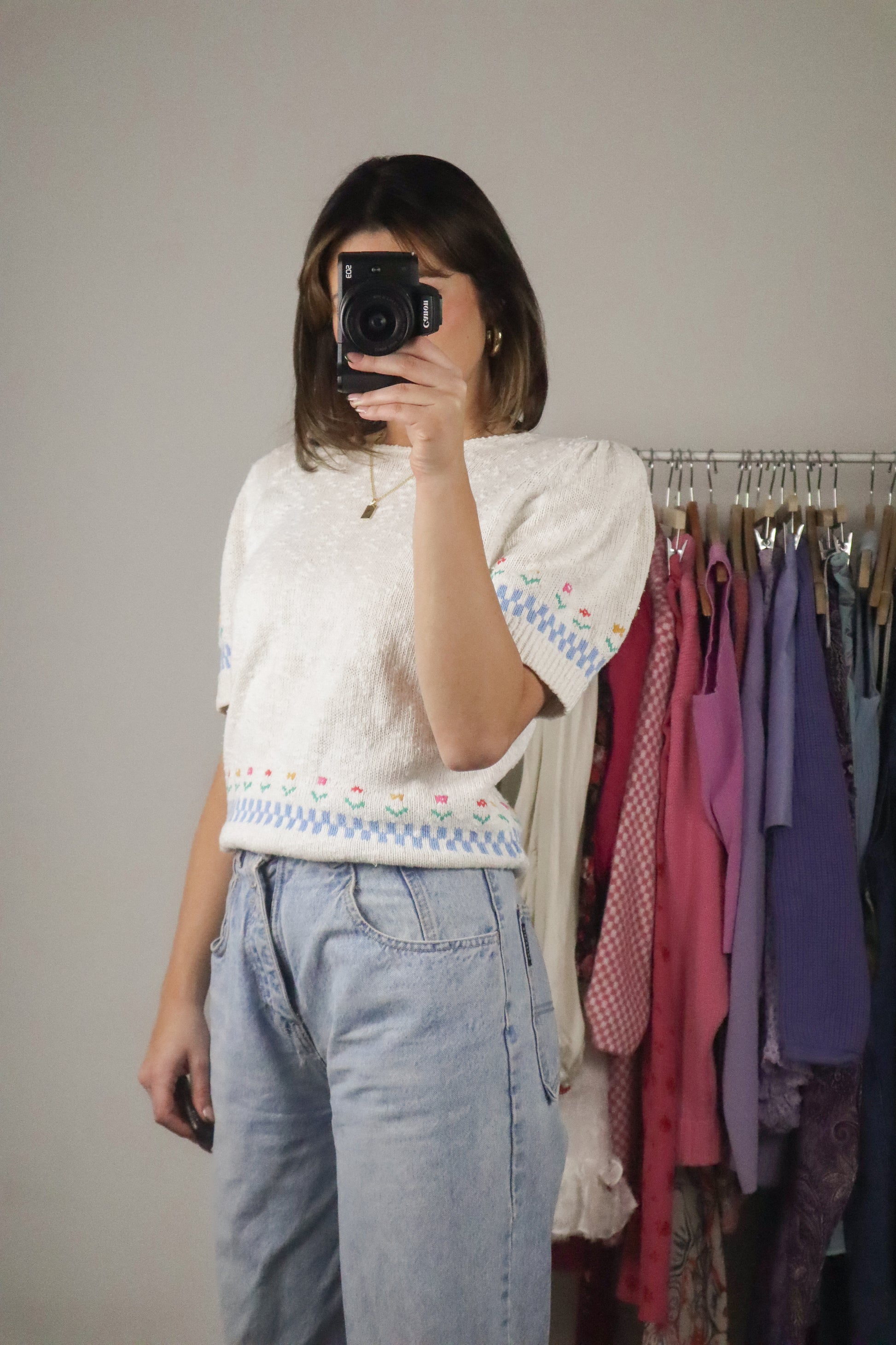 Vintage x Flower Short Sleeve Knit (S/M)