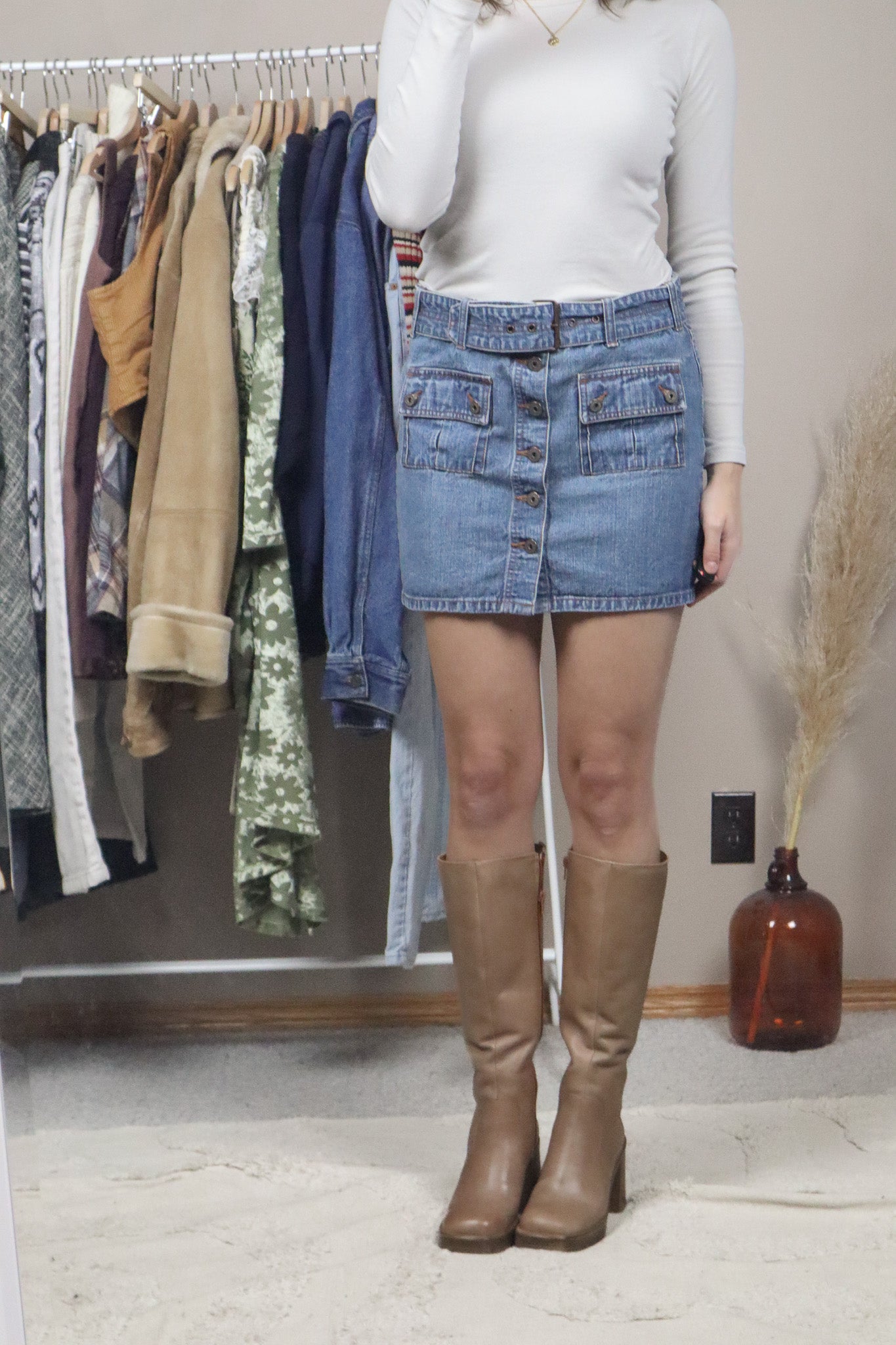 Vintage x Belted Button Mini Skirt (6/8)
