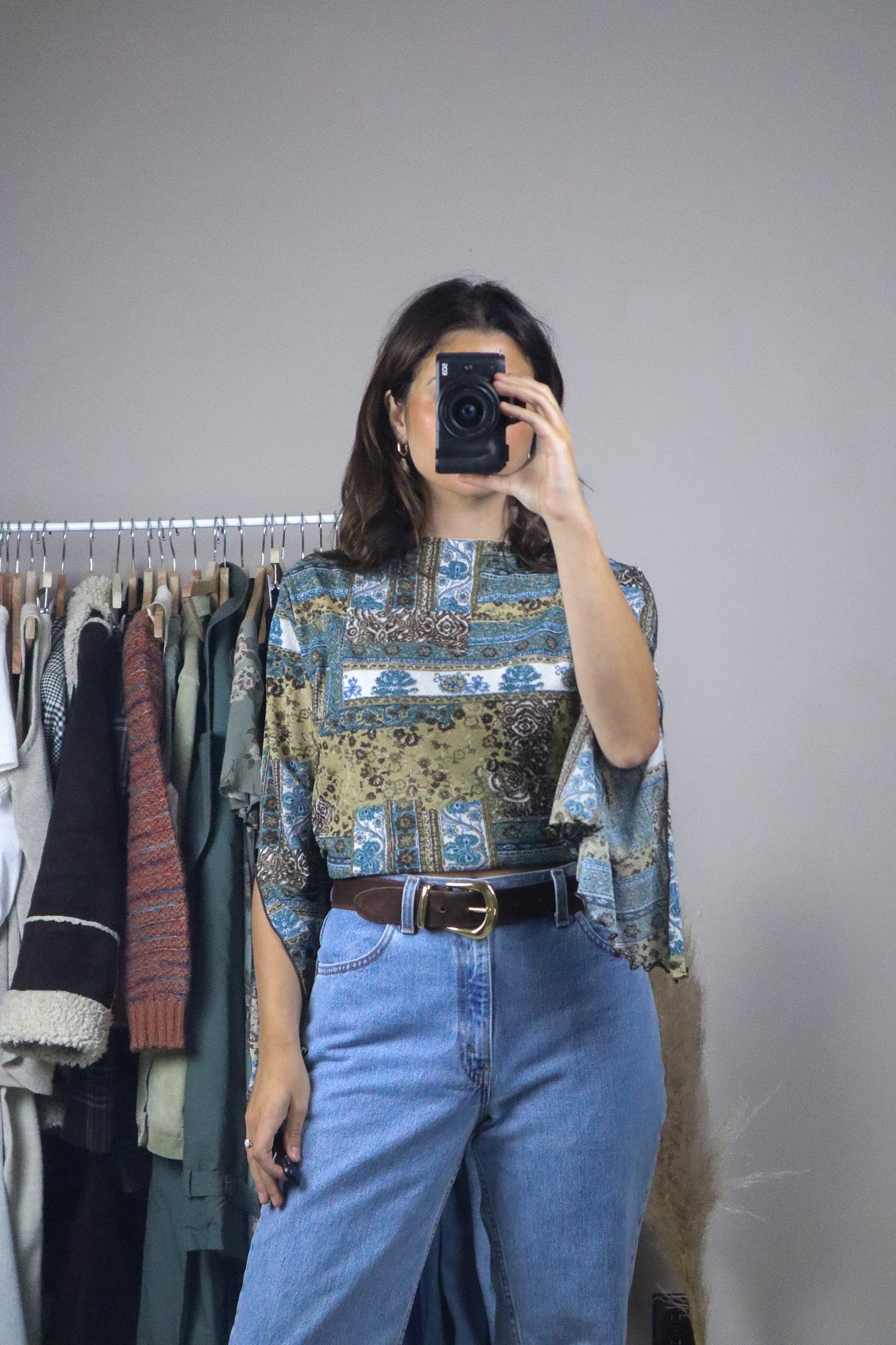 Made in USA x Vintage x Patterned Top (M)