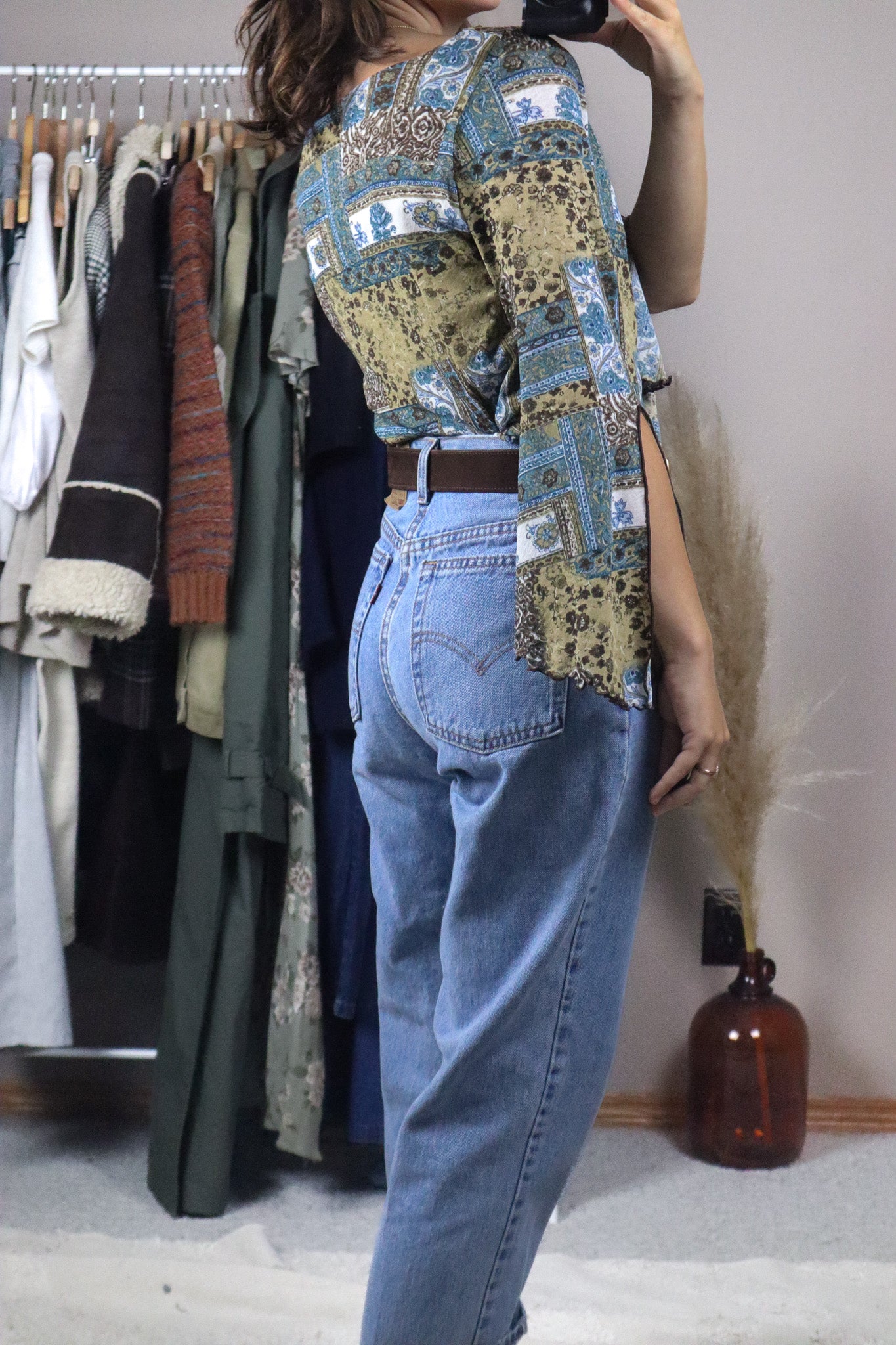 Made in USA x Vintage x Patterned Top (M)