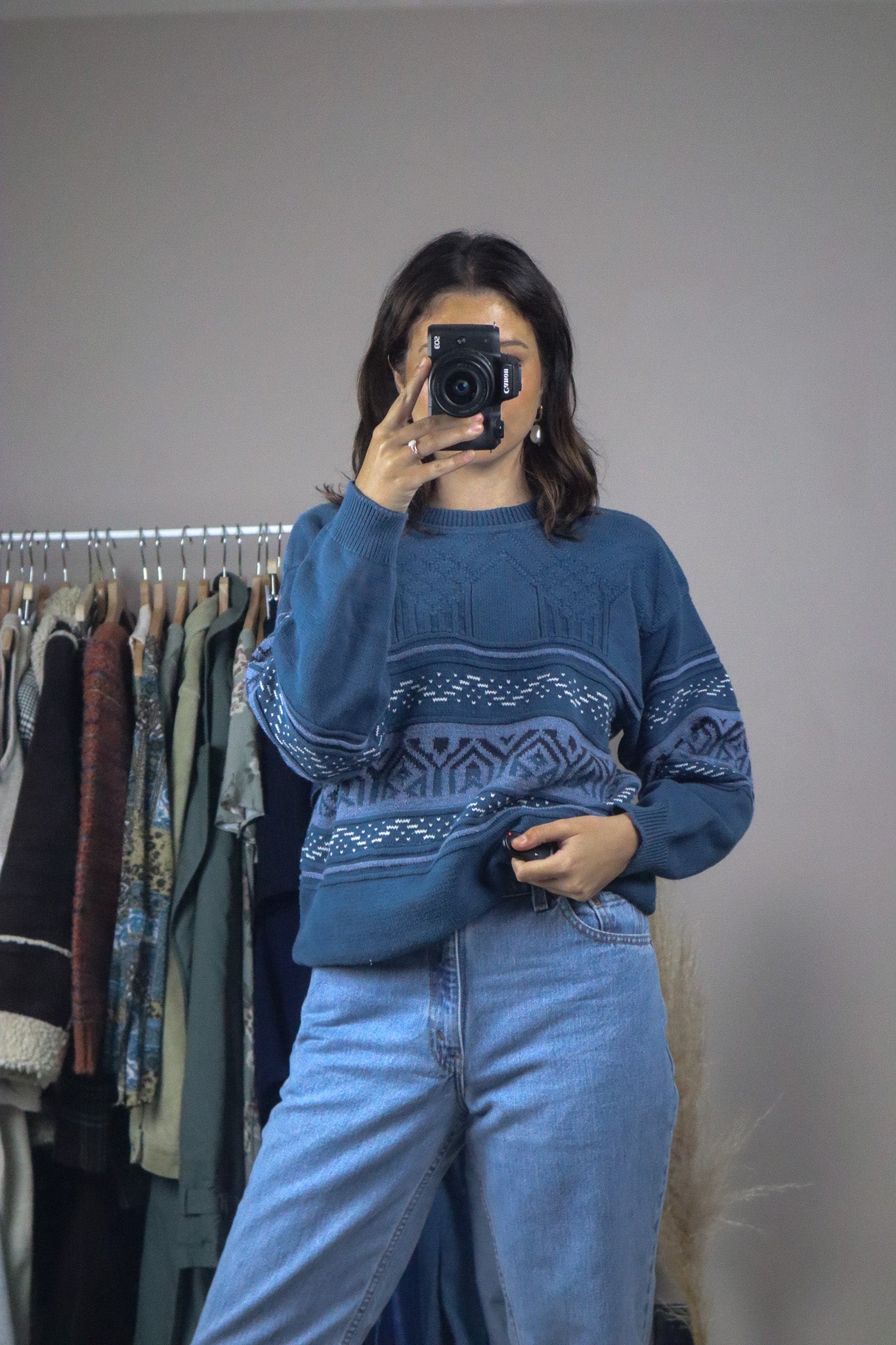 Made in Canada x Vintage x Pattered Sweater (S/M)