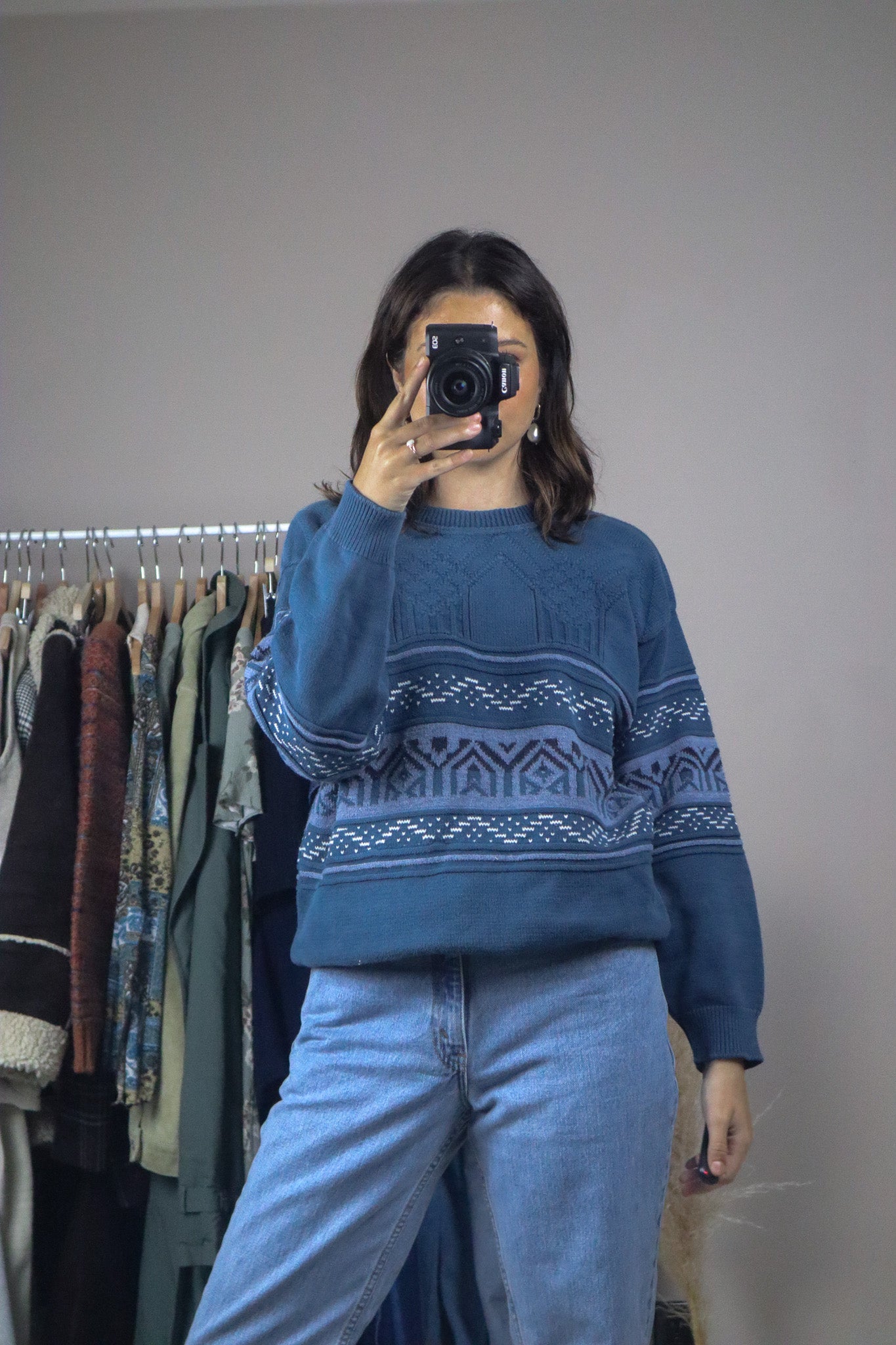 Made in Canada x Vintage x Pattered Sweater (S/M)