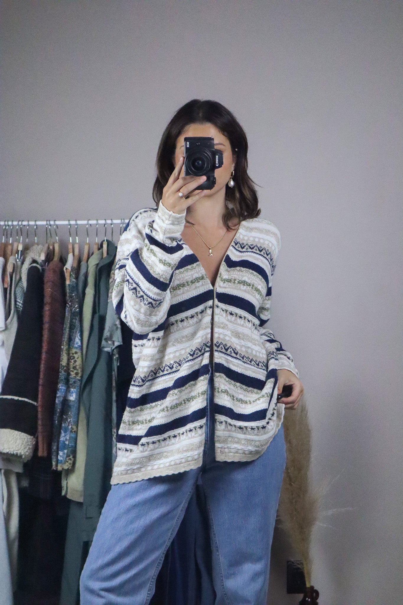 Made in Canada x Vintage x Textured Knit Cardigan (L)