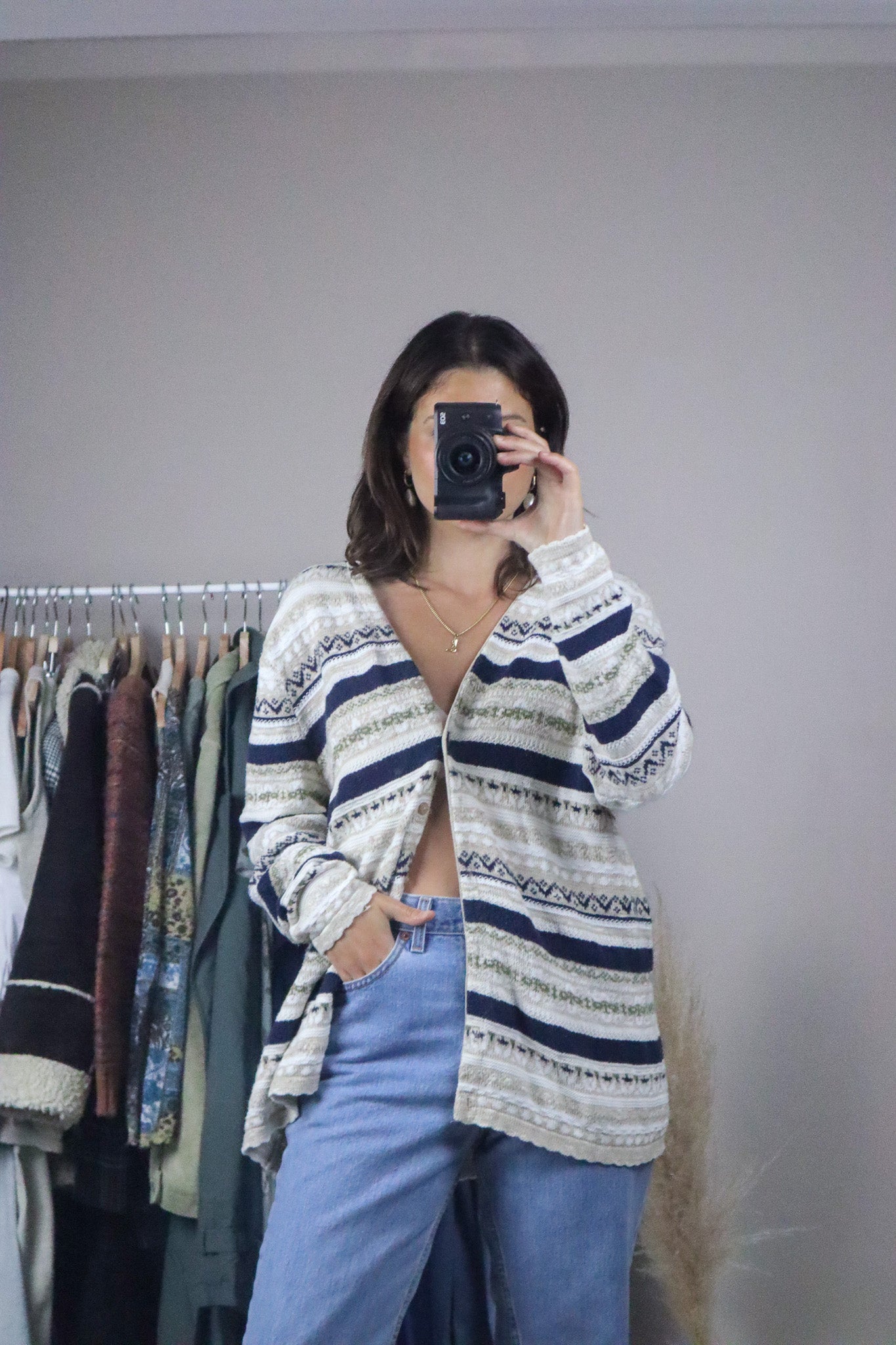 Made in Canada x Vintage x Textured Knit Cardigan (L)