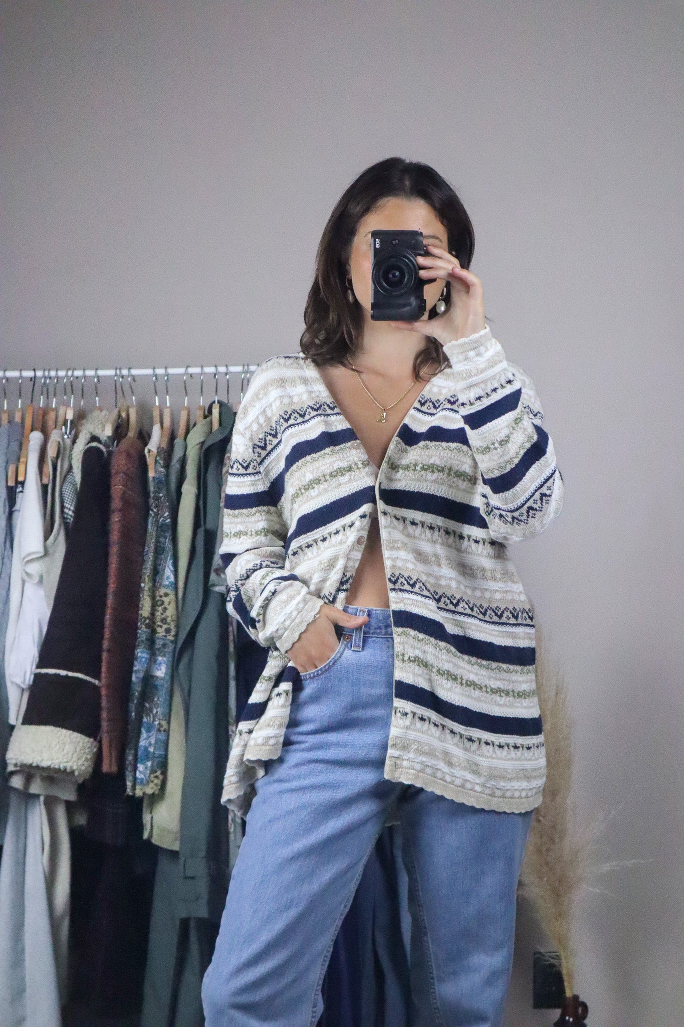 Made in Canada x Vintage x Textured Knit Cardigan (L)