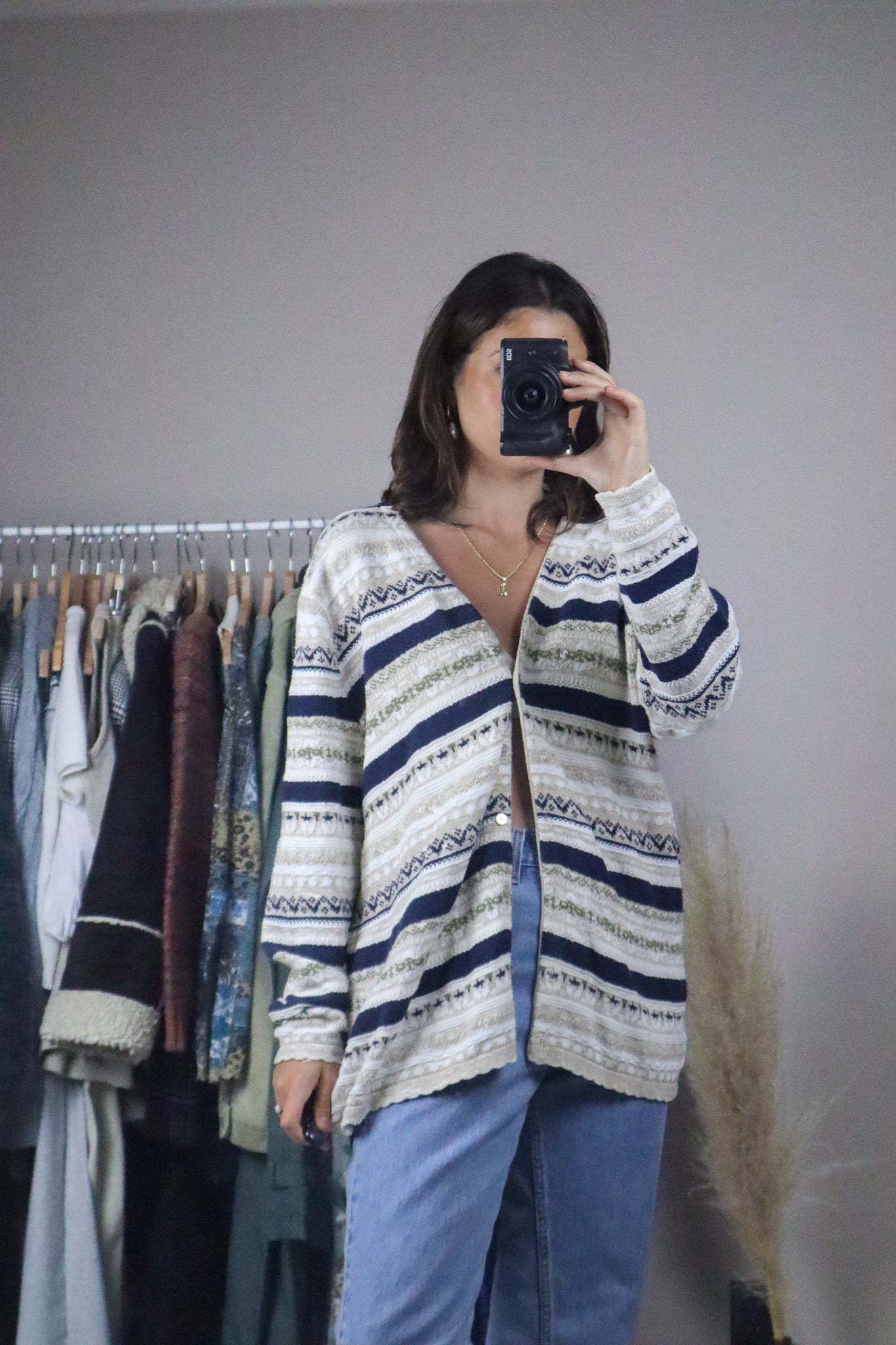 Made in Canada x Vintage x Textured Knit Cardigan (L)