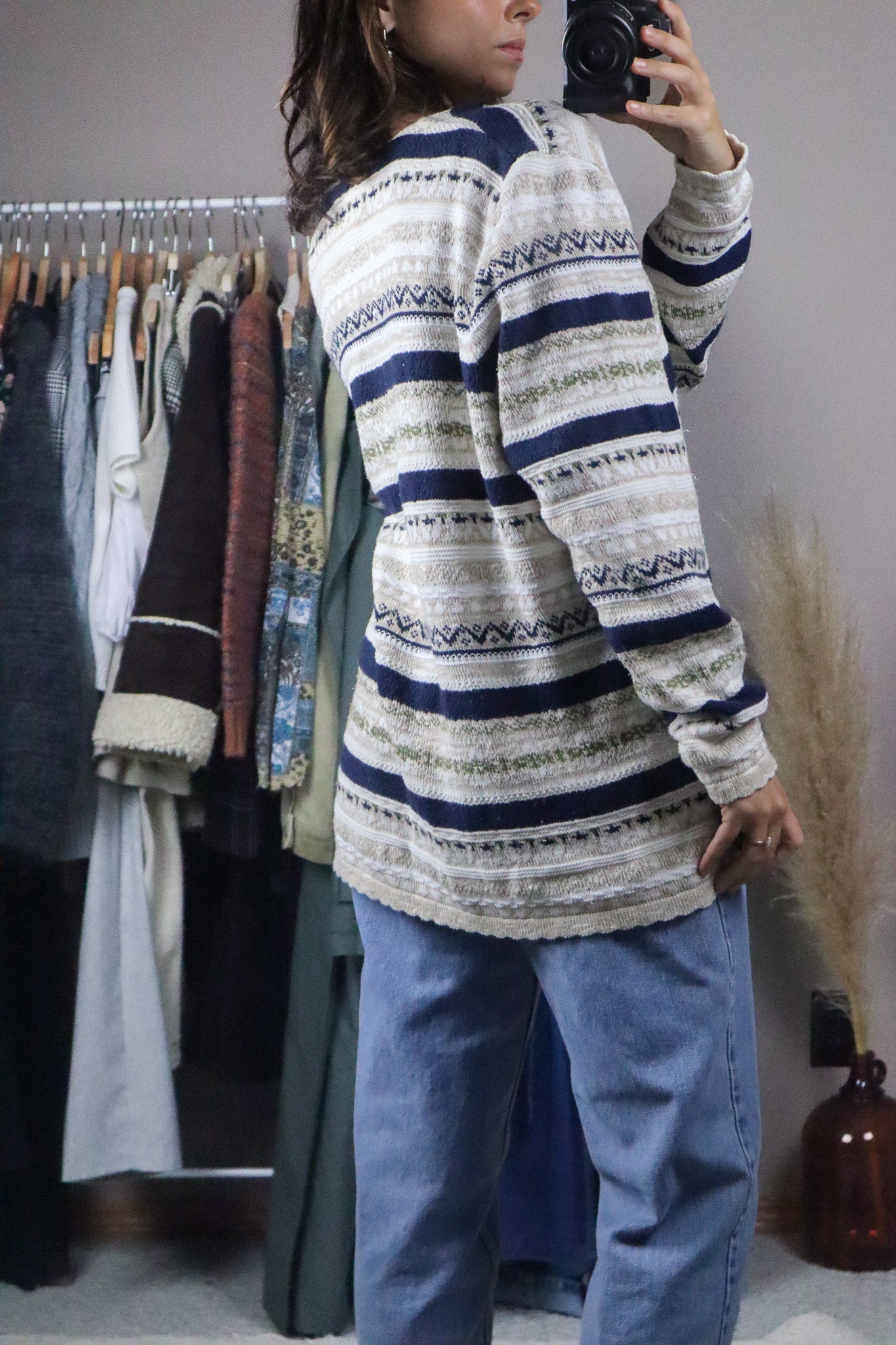 Made in Canada x Vintage x Textured Knit Cardigan (L)