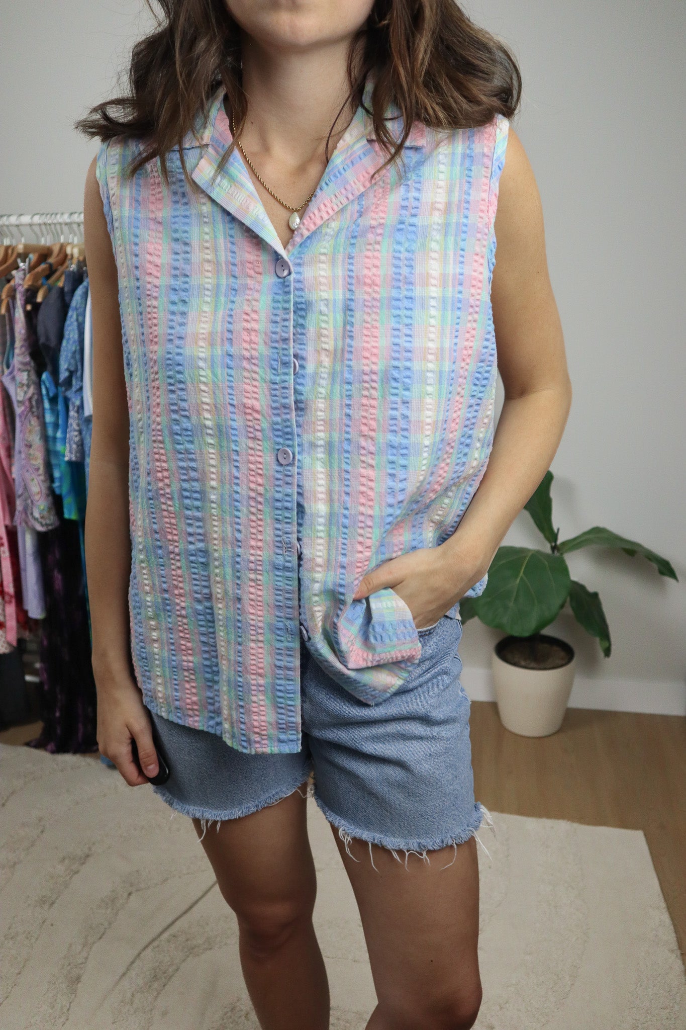 Vintage x Textured Multicoloured Tank (L)