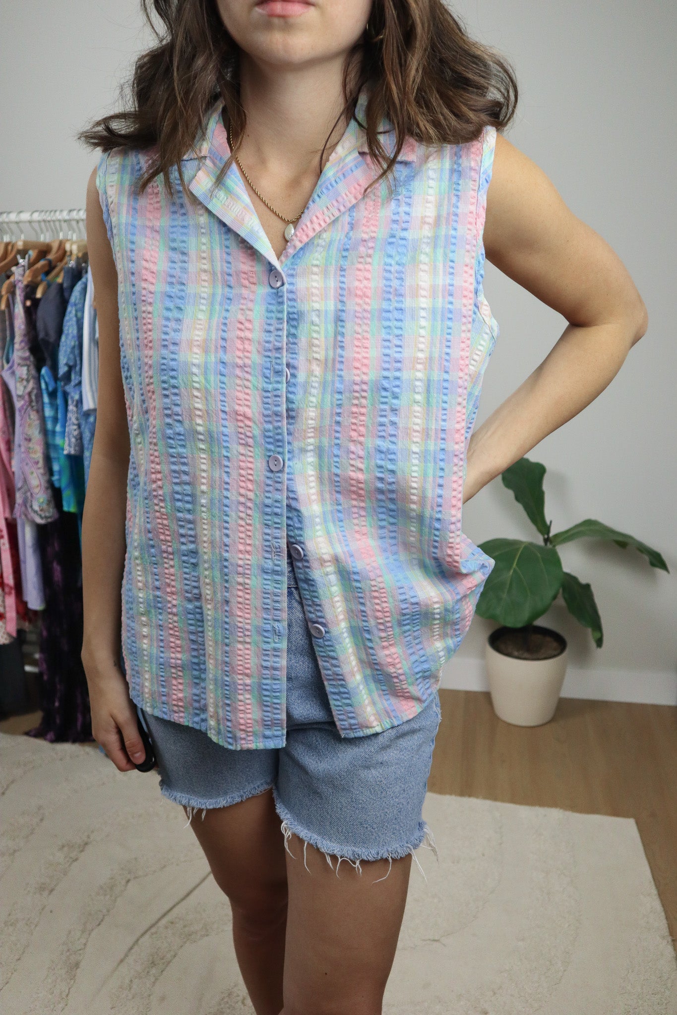 Vintage x Textured Multicoloured Tank (L)