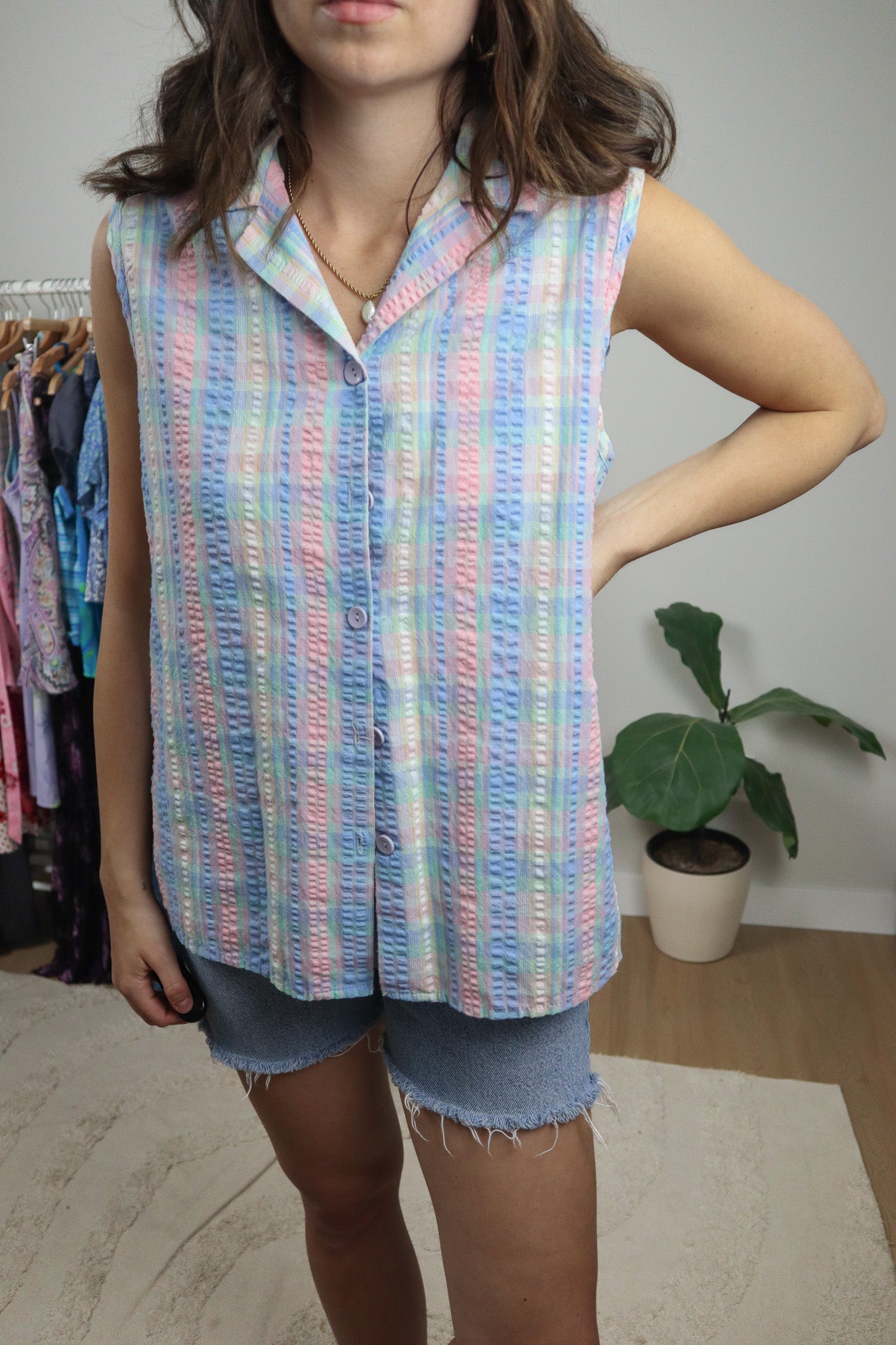 Vintage x Textured Multicoloured Tank (L)