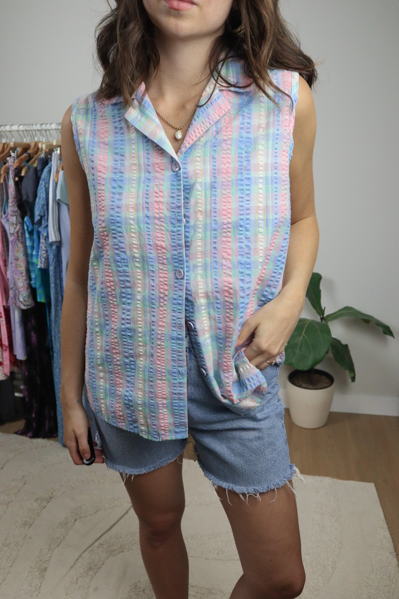 Vintage x Textured Multicoloured Tank (L)