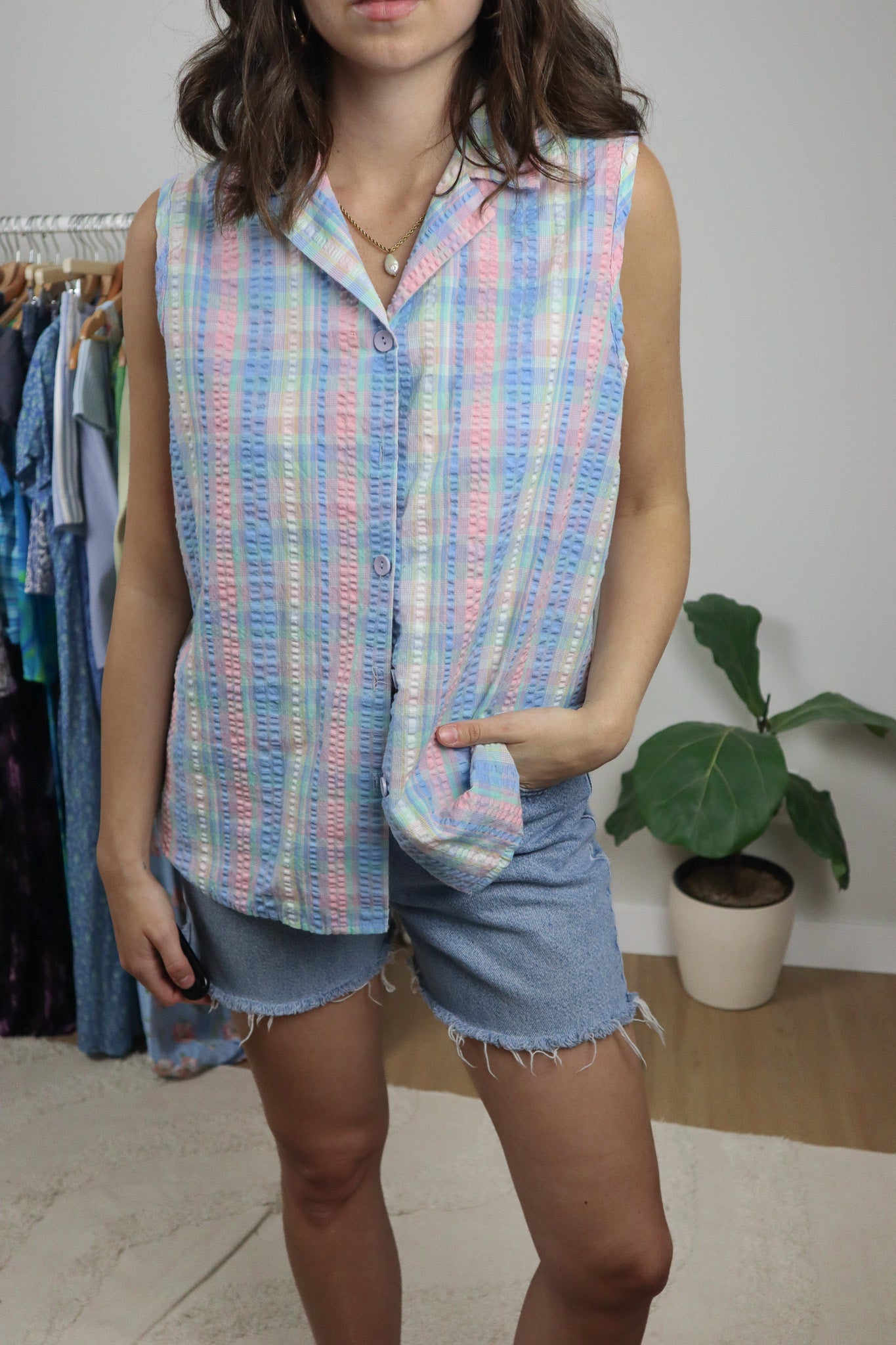 Vintage x Textured Multicoloured Tank (L)