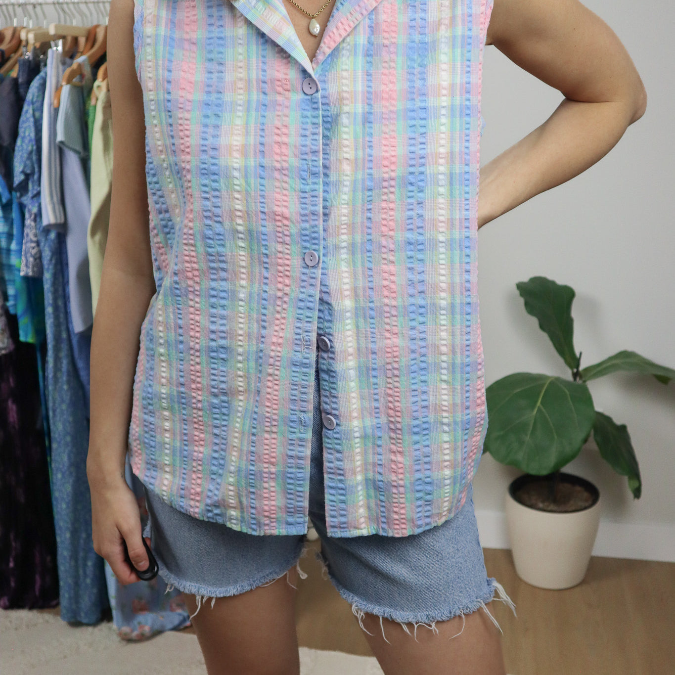 Vintage x Textured Multicoloured Tank (L)