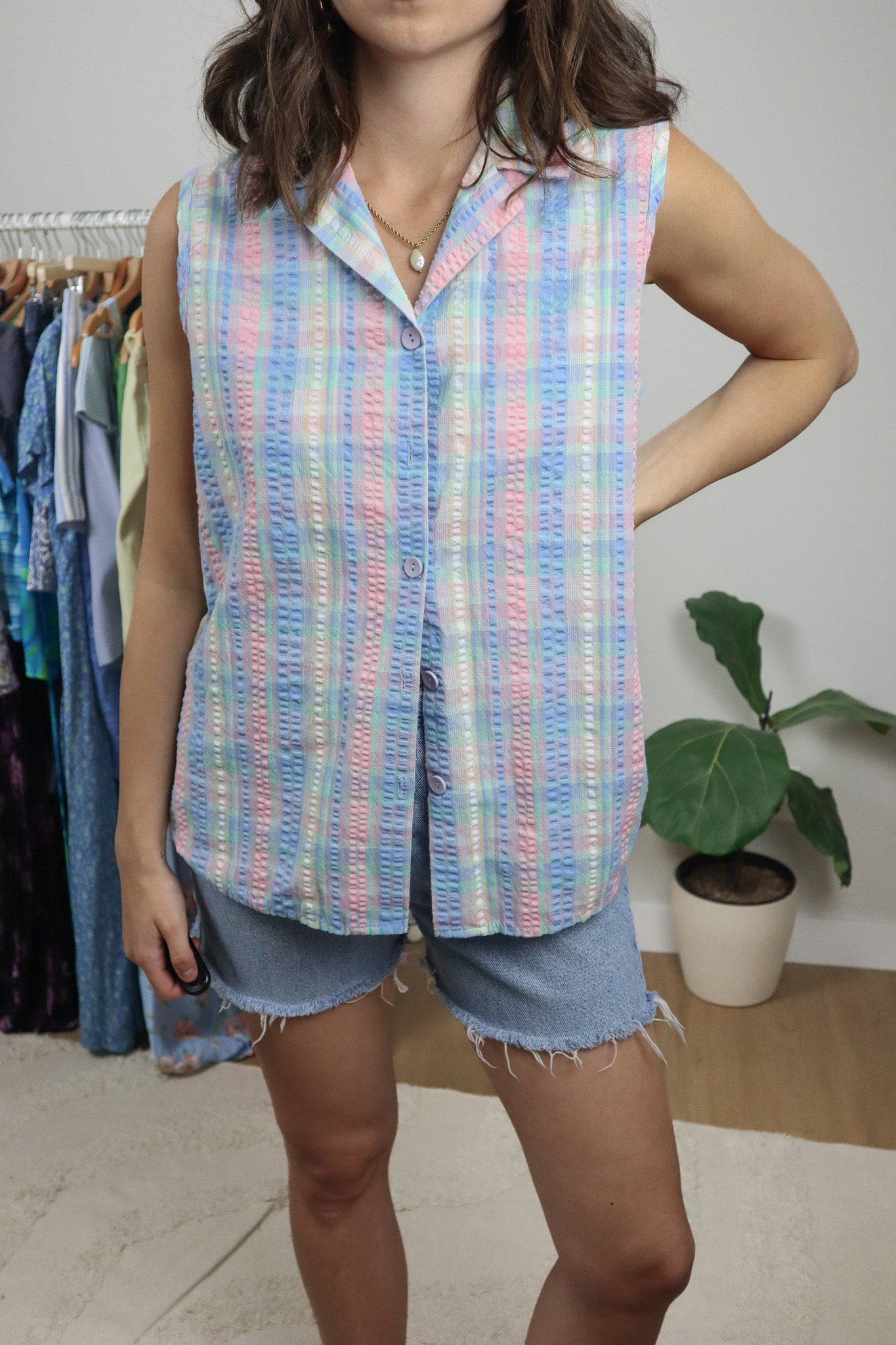 Vintage x Textured Multicoloured Tank (L)