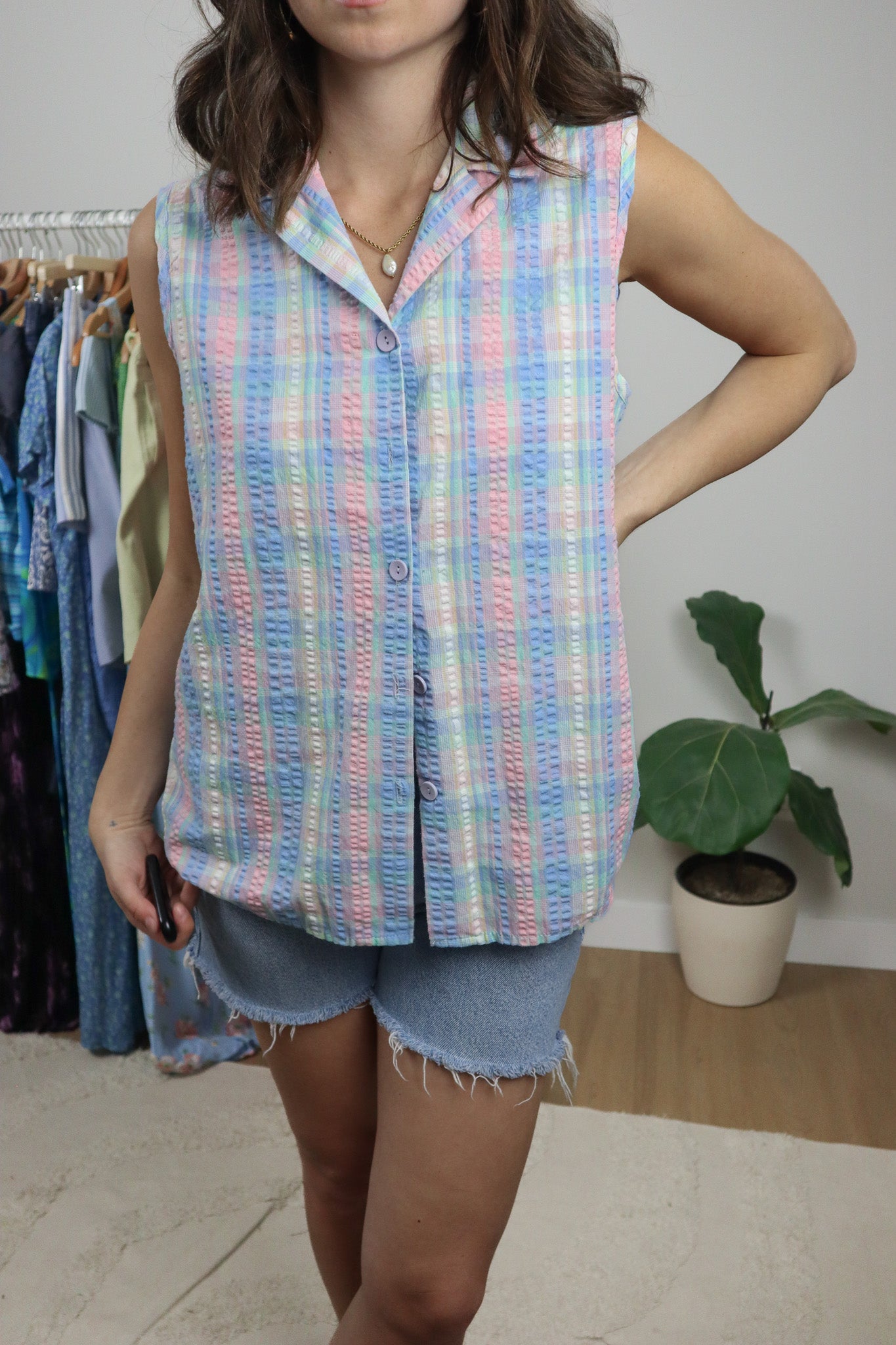 Vintage x Textured Multicoloured Tank (L)