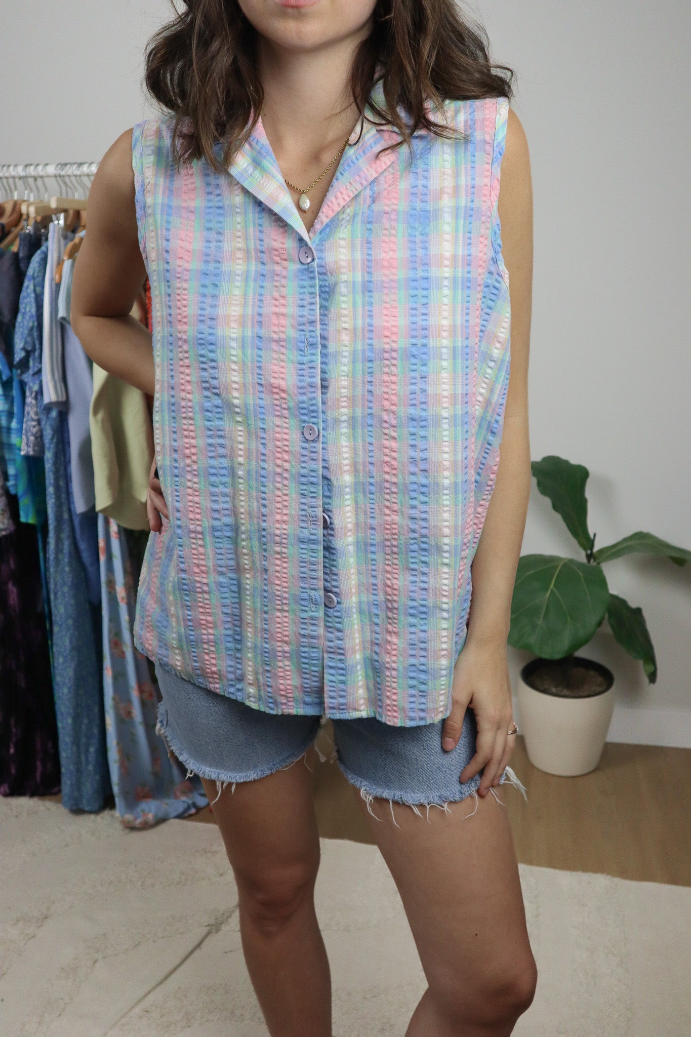 Vintage x Textured Multicoloured Tank (L)