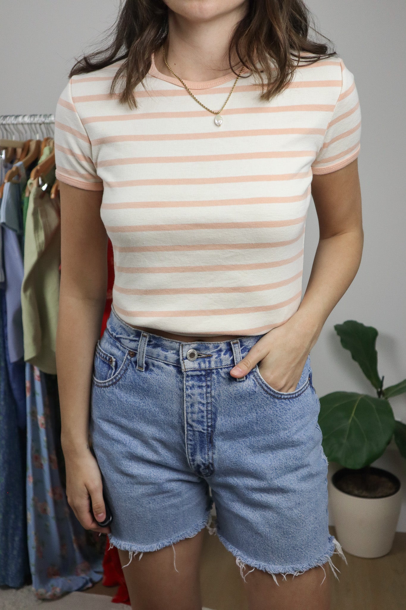 Vintage x Cotton Striped T-Shirt (S/M)