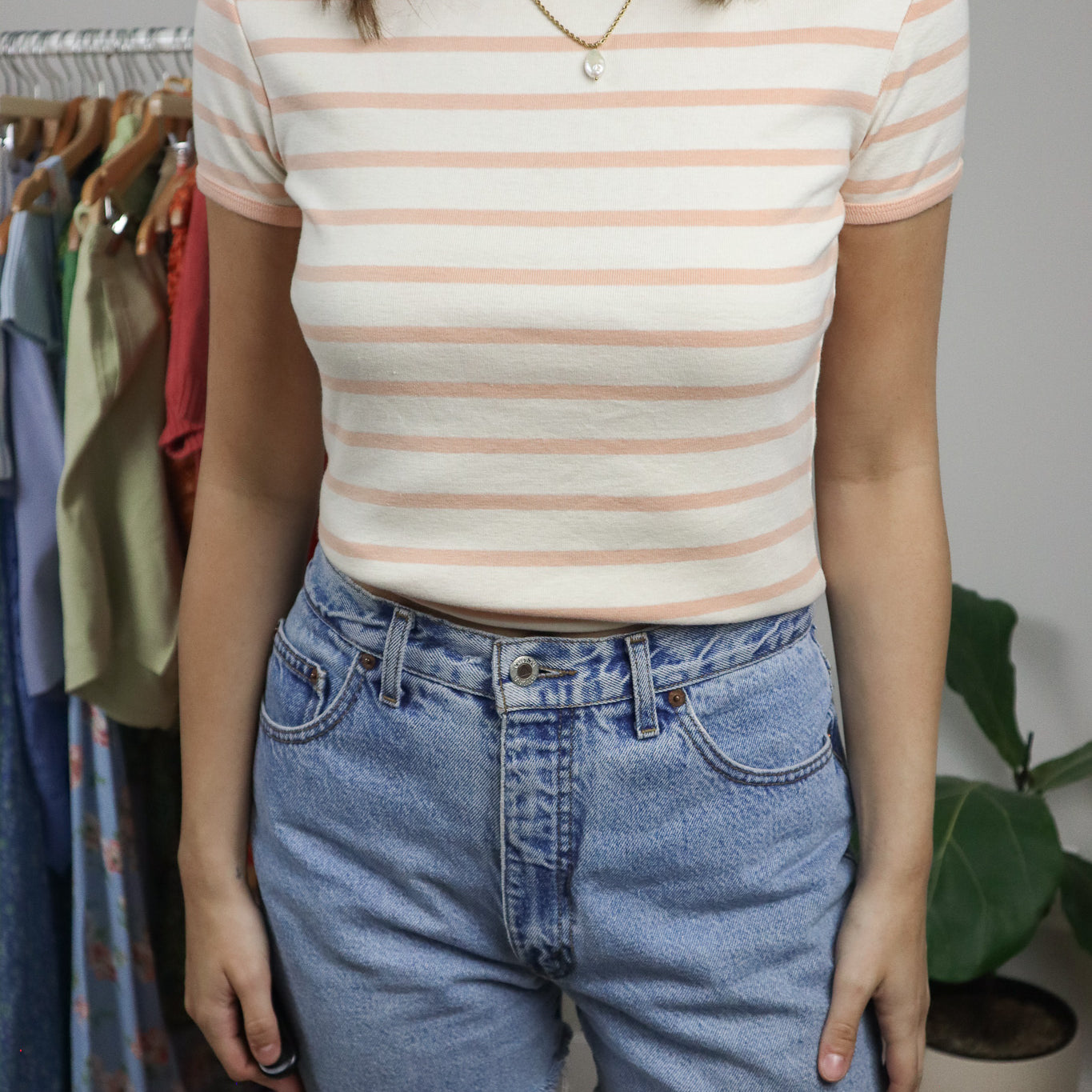 Vintage x Cotton Striped T-Shirt (S/M)