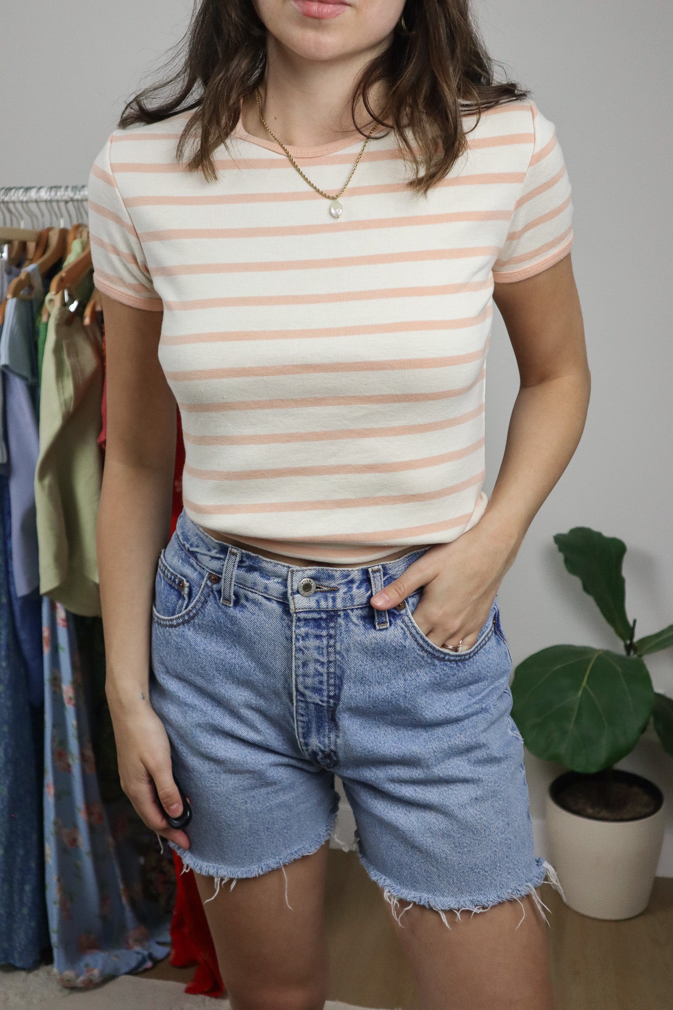 Vintage x Cotton Striped T-Shirt (S/M)