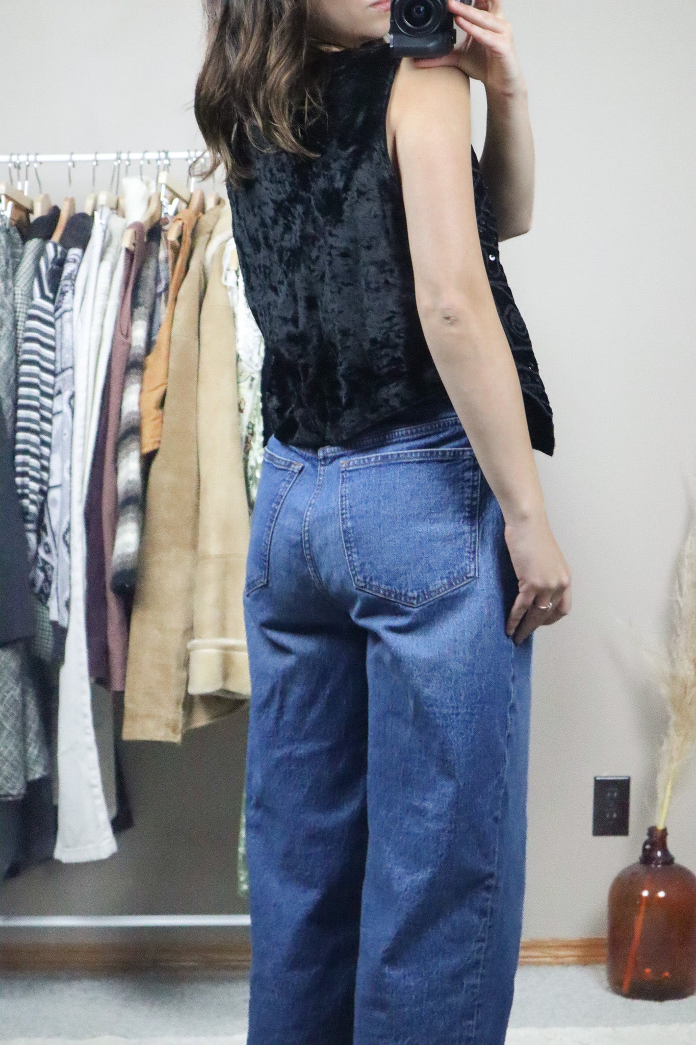 Vintage x Velvet Top Beaded Vest (M)