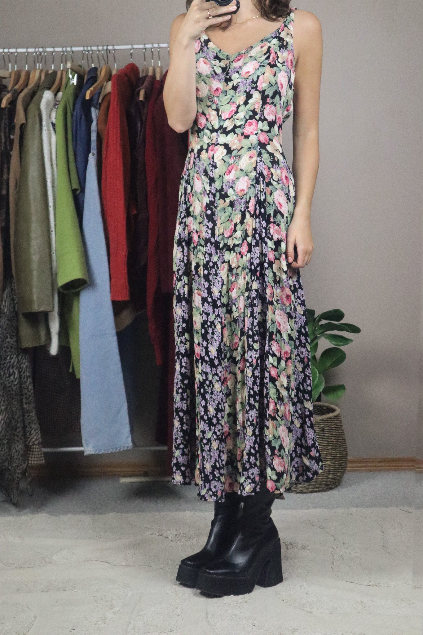 Vintage x Floral Maxi Dress (L)