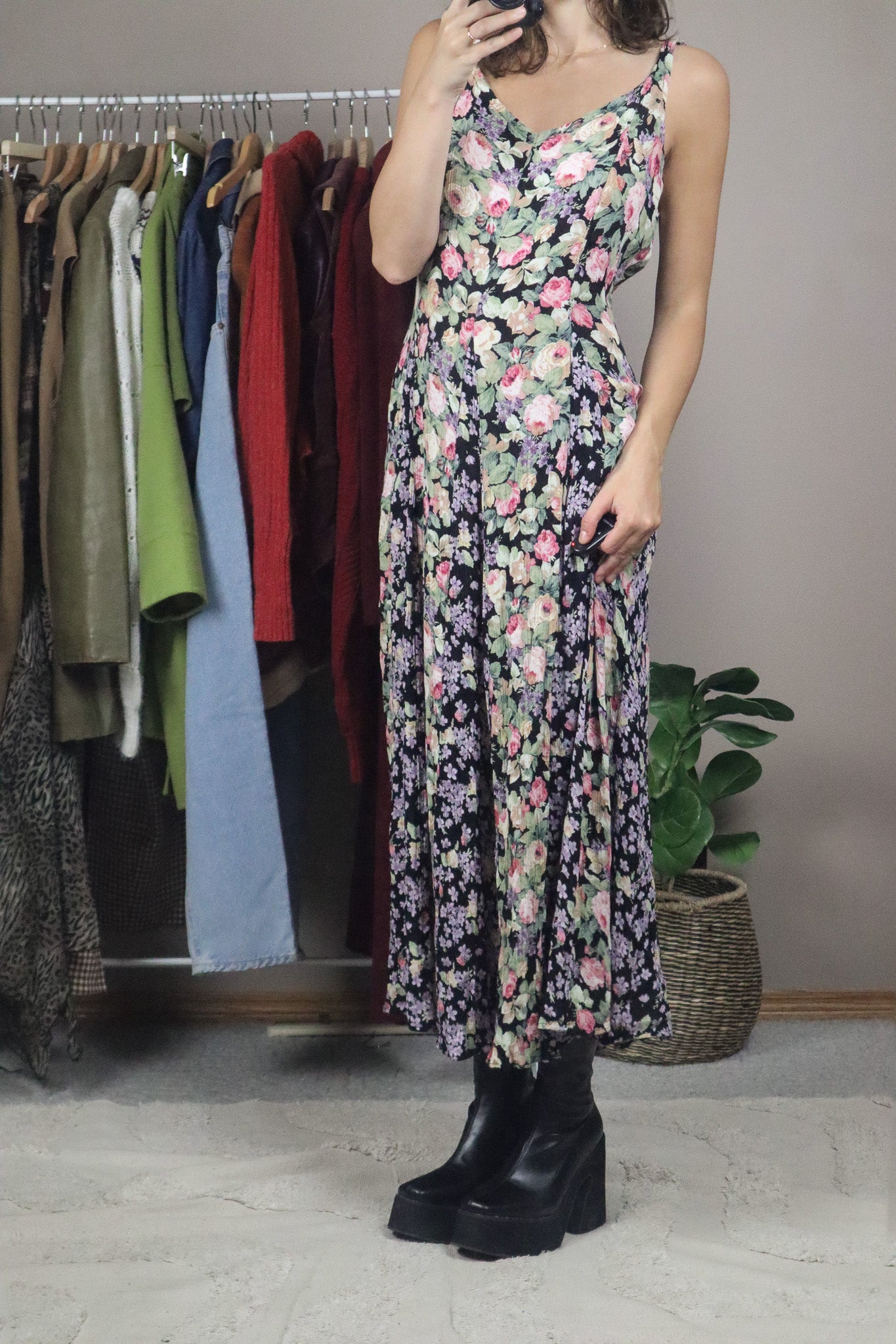 Vintage x Floral Maxi Dress (L)