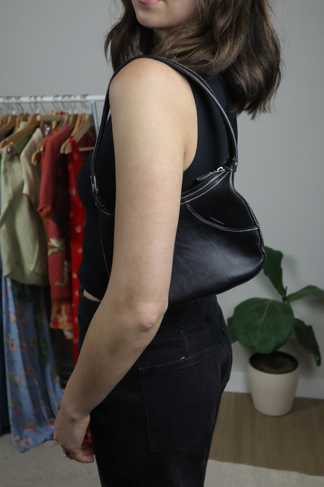 Vintage x Faux Leather Shoulder Bag