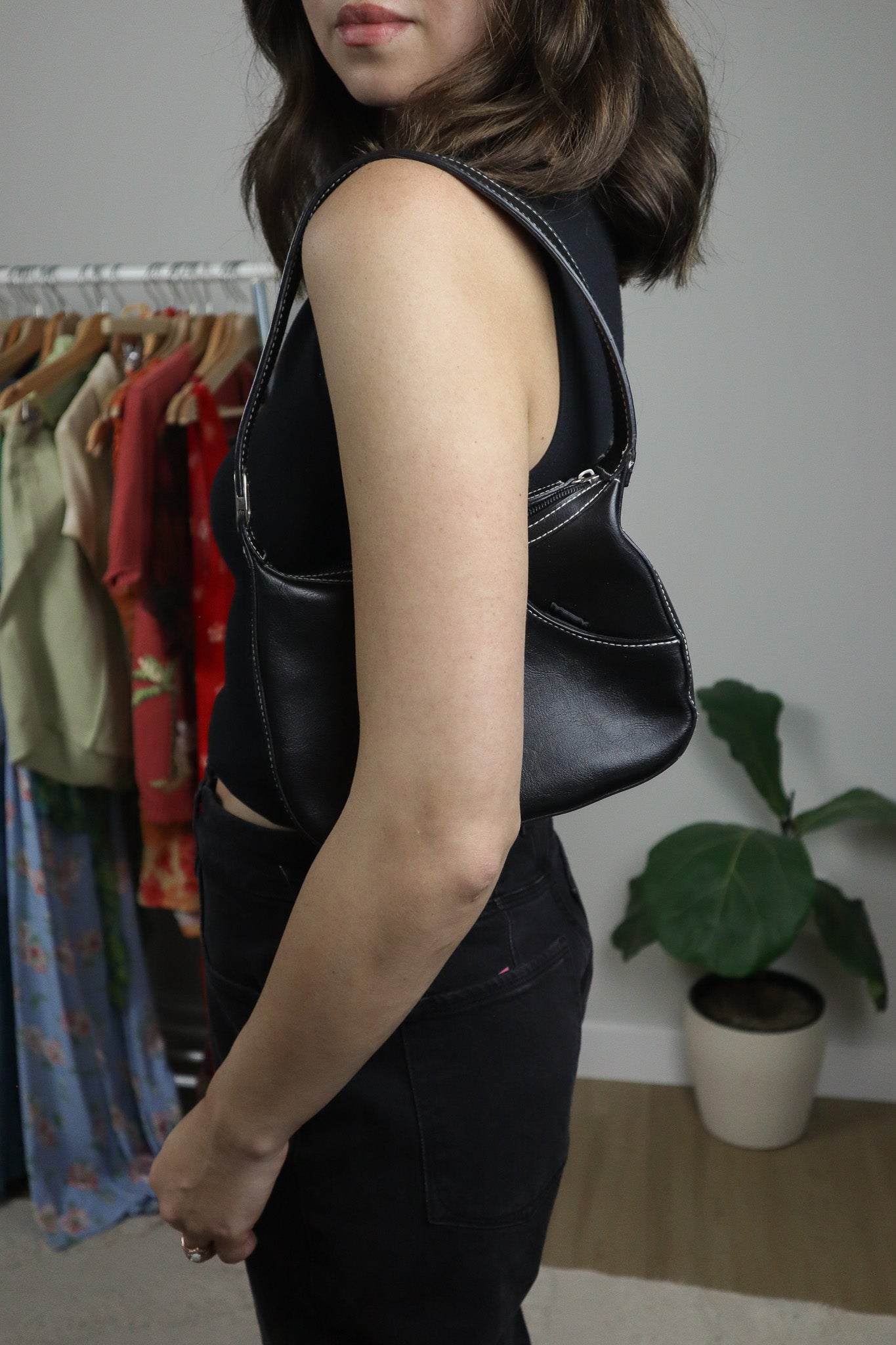 Vintage x Faux Leather Shoulder Bag